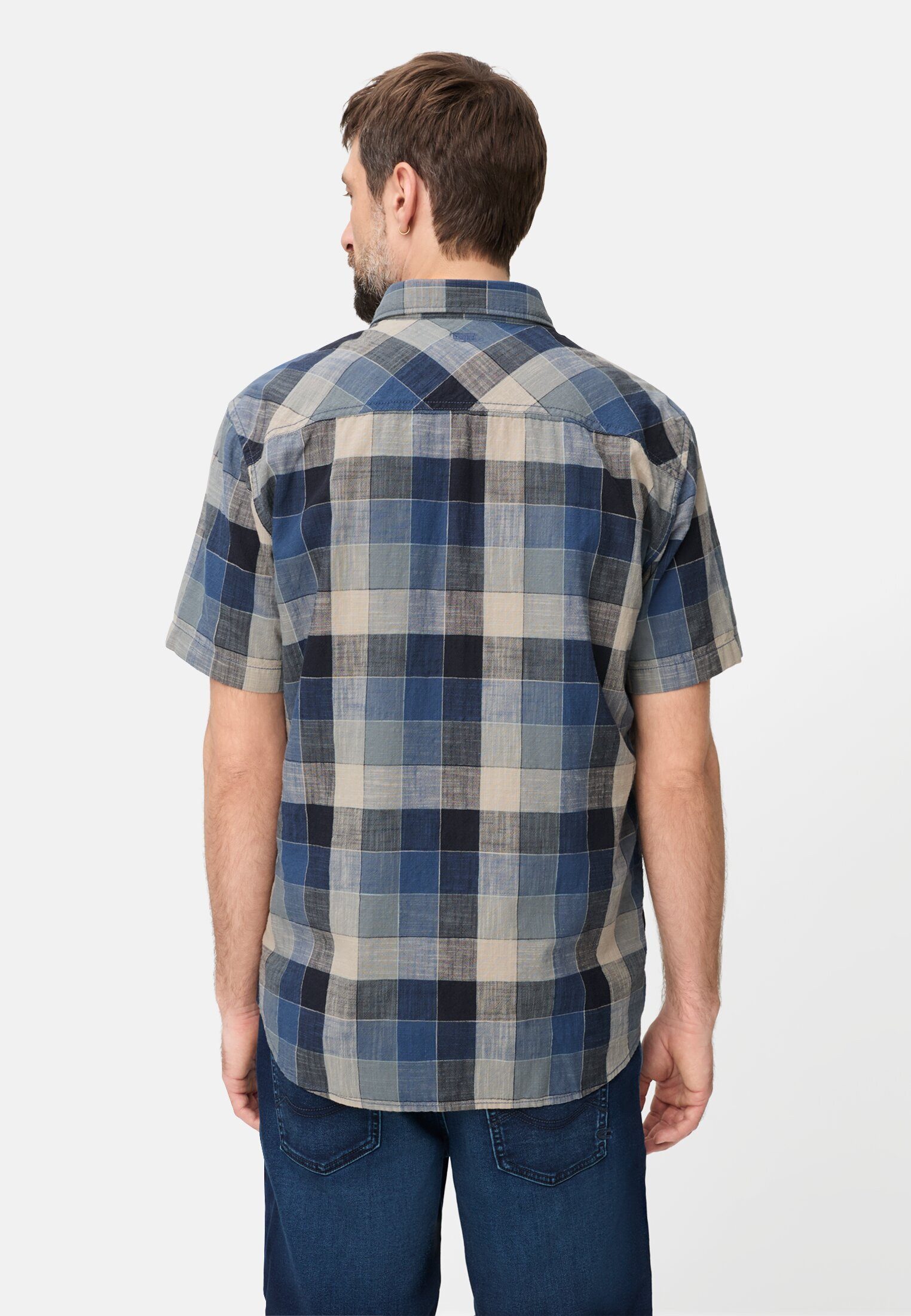 camel active Kurzarmhemd aus reiner Baumwolle Kurzarm Button-Down
