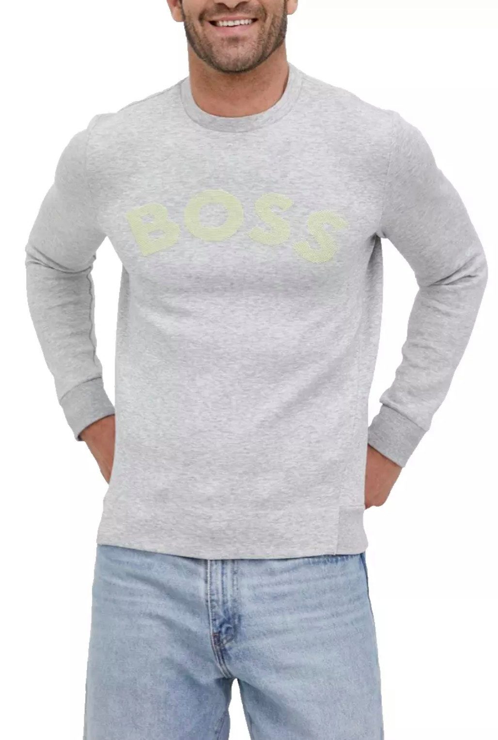 BOSS Sweatshirt Salbo Pixel Sweater Pullover Auffälliges, pixelliertes BOSS-Logo auf der Brust