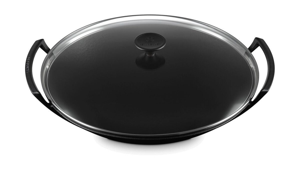 LE CREUSET Wok Wok mit Glasdeckel 36 cm Schwarz