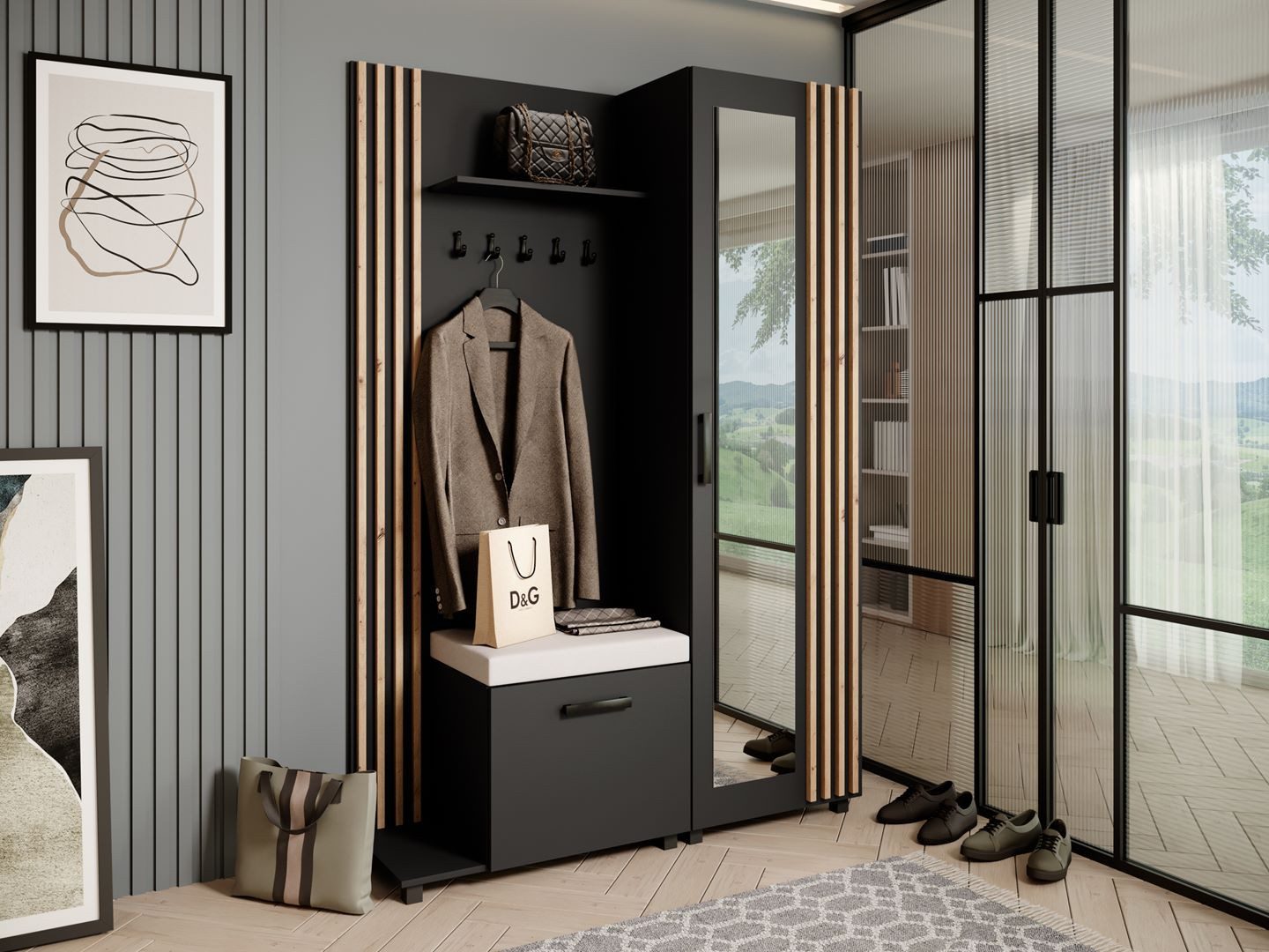 Beautysofa Garderobenschrank Garderoben-Set mit Aufhängern und günstig online kaufen