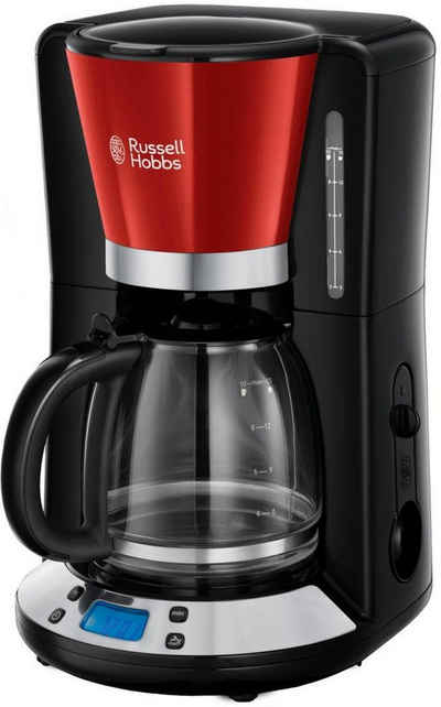 RUSSELL HOBBS Filterkaffeemaschine Colours Plus+ Flame Red 24031-56, 1,25l Kaffeekanne, Papierfilter 1x4