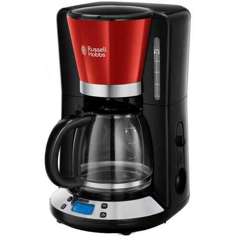 RUSSELL HOBBS Filterkaffeemaschine Colours Plus+ Flame Red 24031-56, 1,25l Kaffeekanne, Papierfilter 1x4