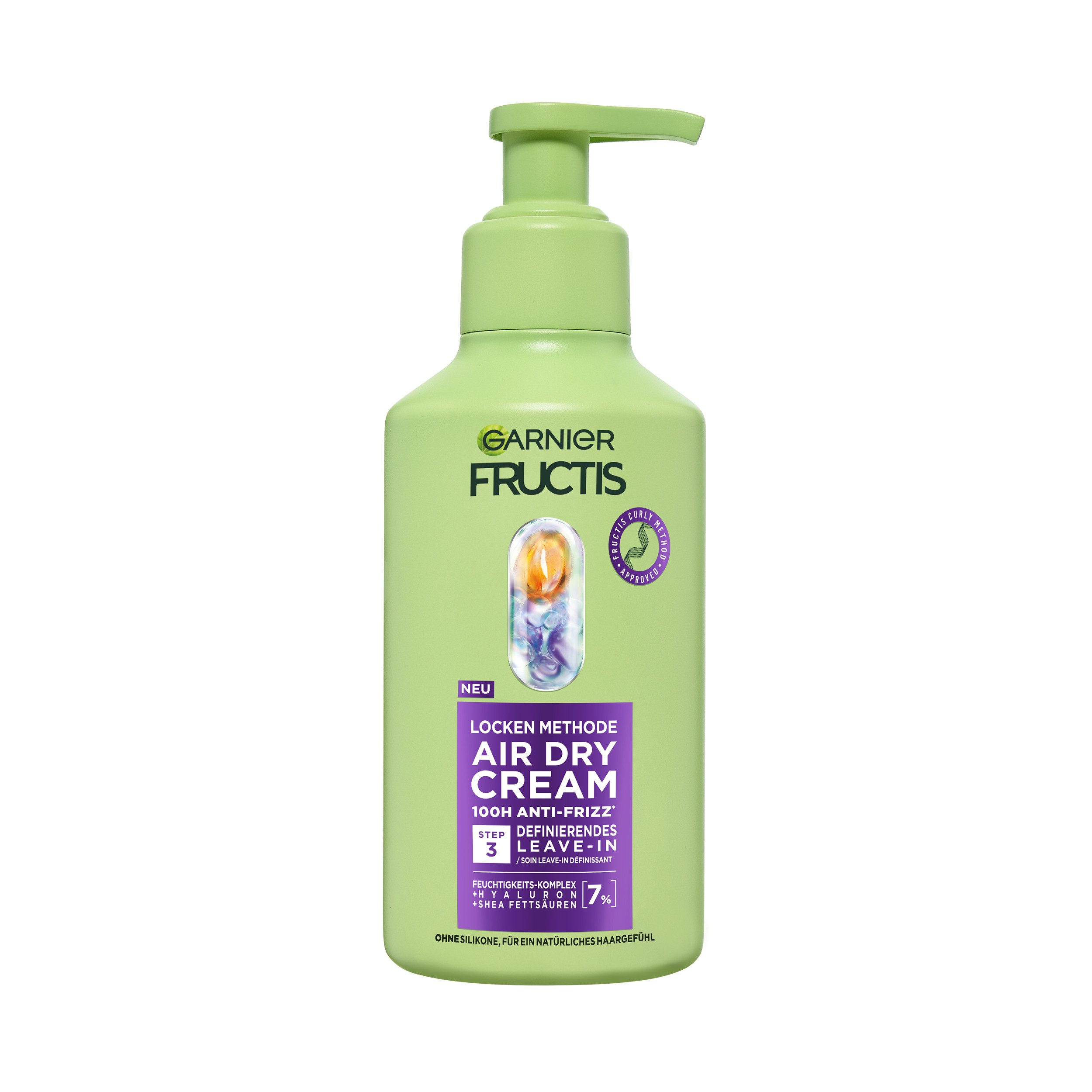 GARNIER Leave-in Pflege FRUCTIS LOCKEN METHODE AIR DRY CREAM, für lockiges Haar, mit Frizz-Kontrolle bis zu 100 Stunden