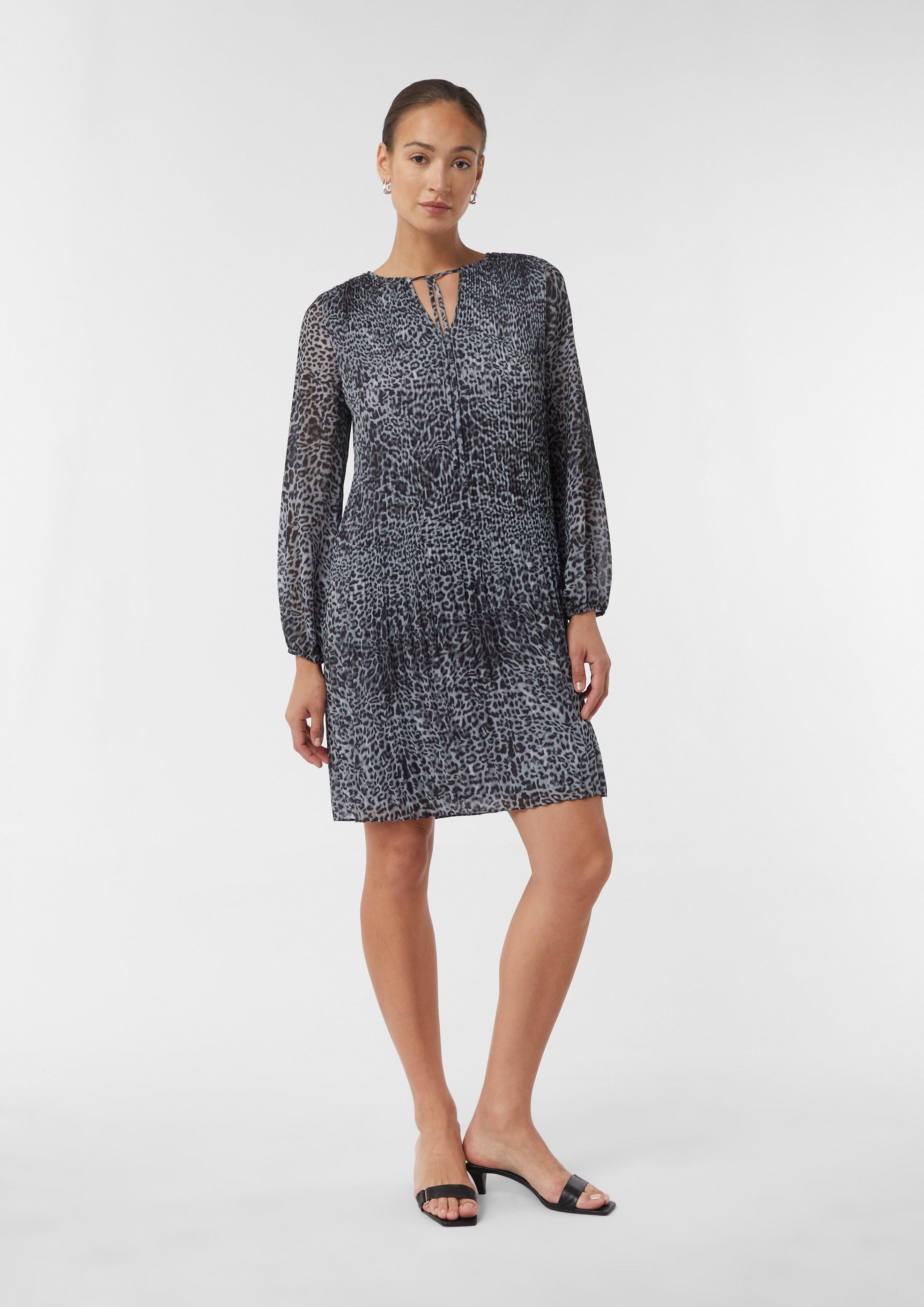 Minikleid Plissiertes Chiffonkleid mit All-over-Print