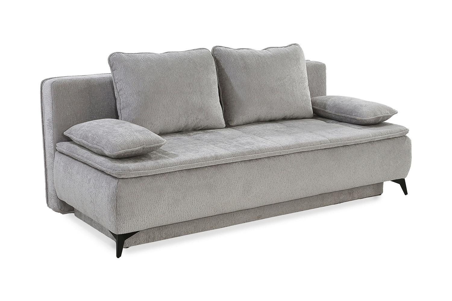 Jockenhöfer Gruppe Schlafsofa LEANDRO, Hellgrau, Chenille, Gästebettfunktion, Bettkasten, Ausziehbar, mit Kissen, B 204 x H 92 x T 102 cm