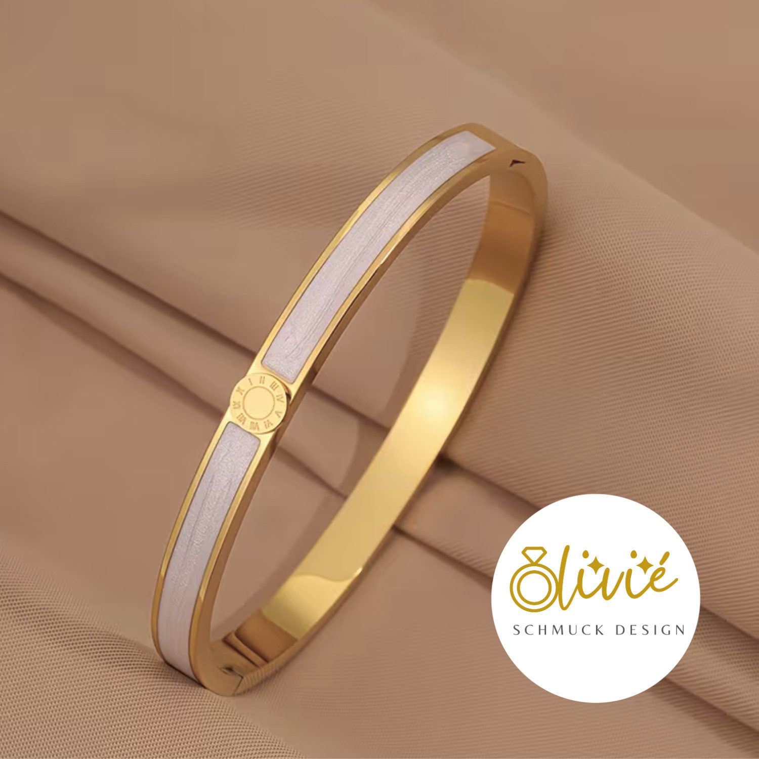 XCOAST Armreif Luxus Damen Edelstahl-Armband Hellrosa – 18K vergoldeter Armreif