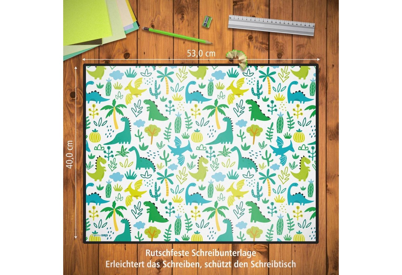 Thumbnail - itenga Schreibtischunterlage itenga Schreibunterlage Motiv Dinos 400 x 530 mm