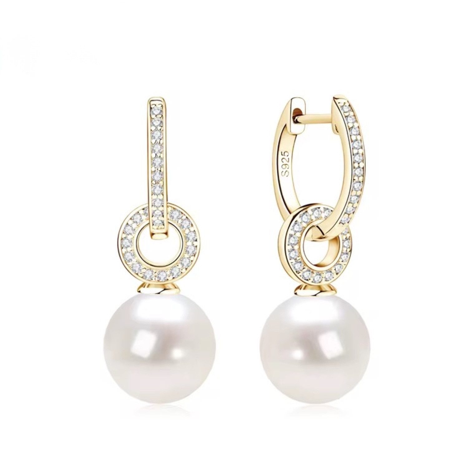 ROUGEMONT Paar Creolen Moissanit Perlen Creolen Ohrringe mit Echtheitszertifikat, Echtschmuck mit Echtheitszertifikat