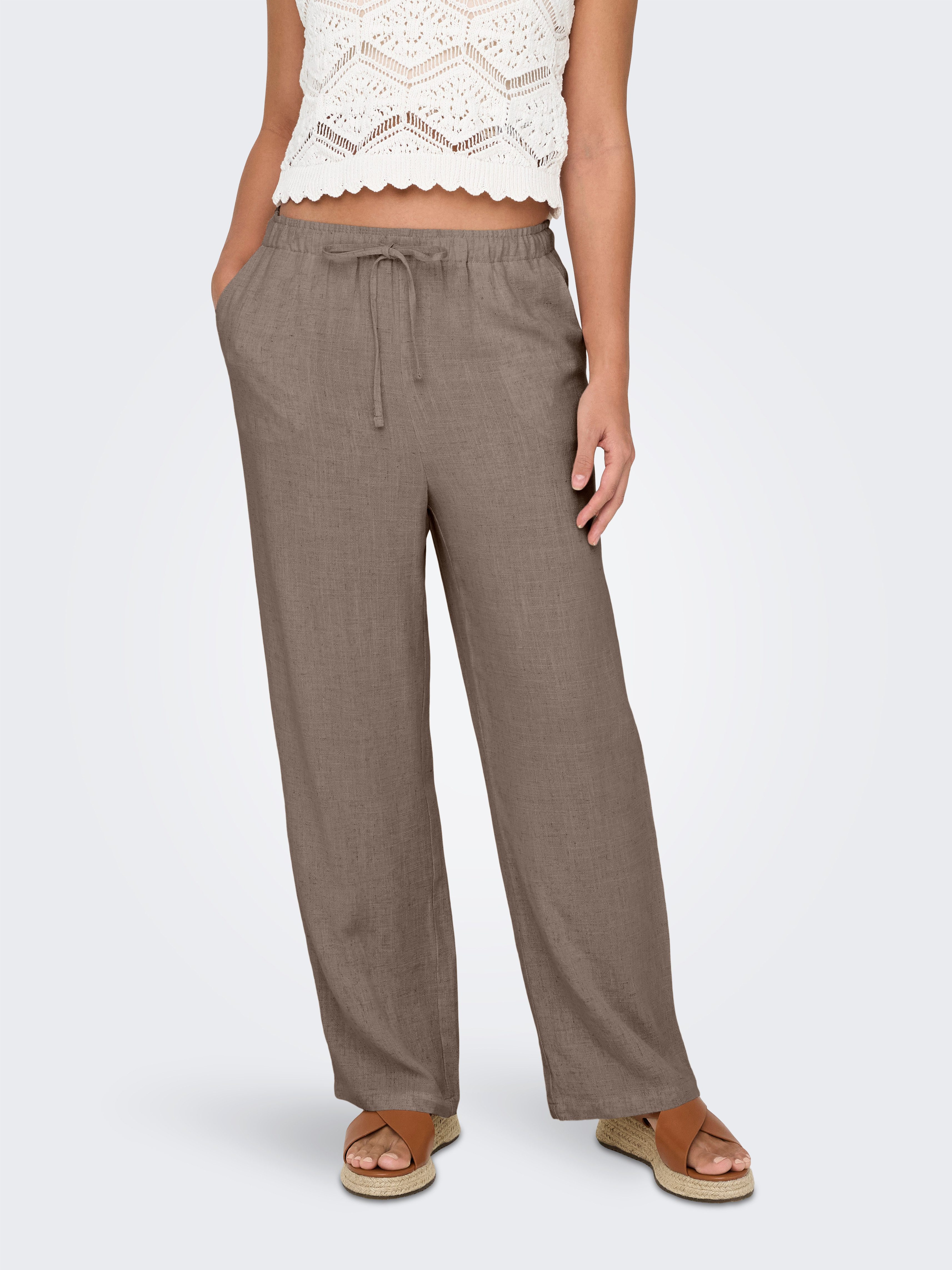ONLY Schlupfhose ONLSIESTA MW PULL-UP LINEN BL PNT NOOS Viskosemischung
