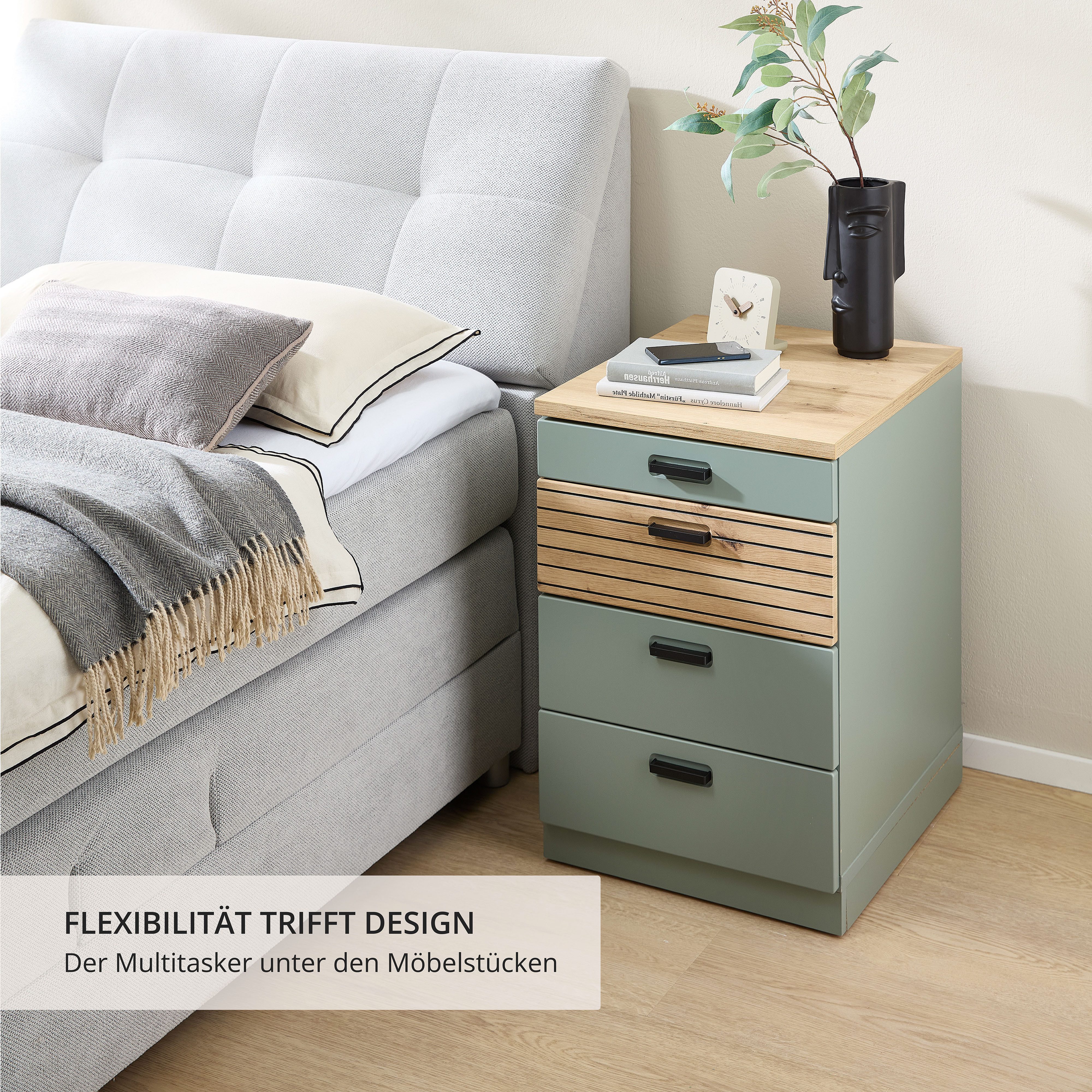 Innostyle Rollcontainer Rollcontainer Glenn, 45 x 66 x 55 cm (B/H/T), (1 St), inkl. Filzeinlage, 4 Rollen(2 mit Bremsen) oder Sockel, SK Soft-Close