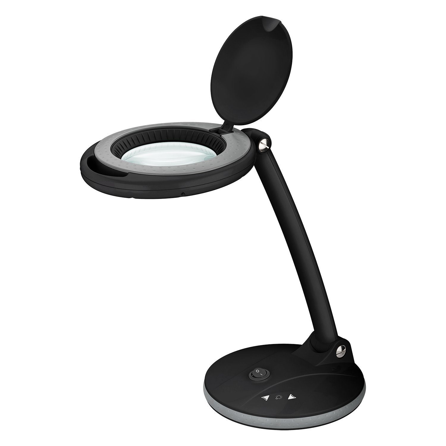 Goobay Lupenlampe 6 W LED Lupenleuchte mit Standfuß, SMD LED, kaltweiß, 6500 K, Lupe mit 3 Dioptrien, 1,75-fache Vergrößerung, Dimmbar