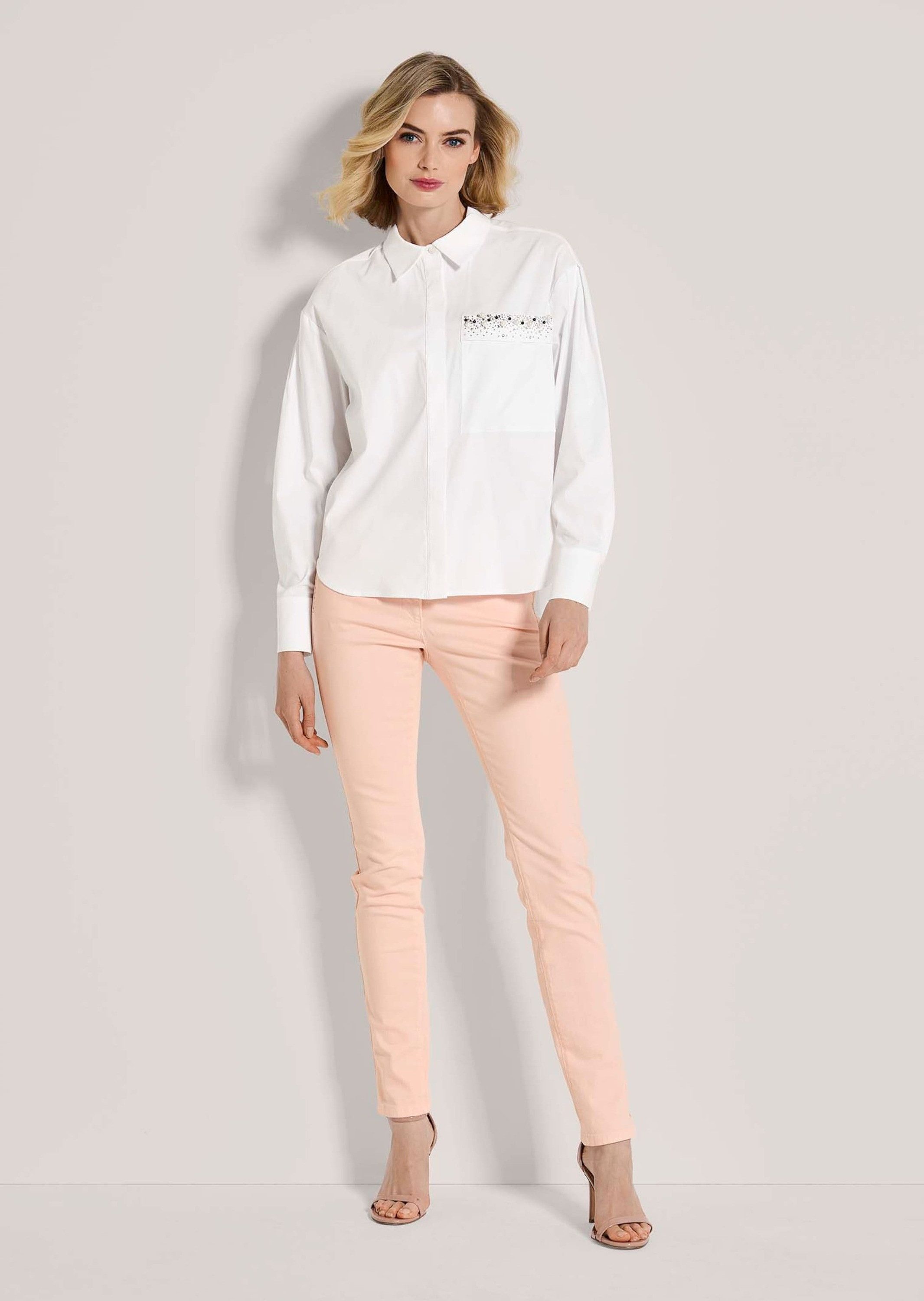 MADELEINE Langarmbluse Elegante Bluse mit Strassdetails Langarm mit verdeck günstig online kaufen
