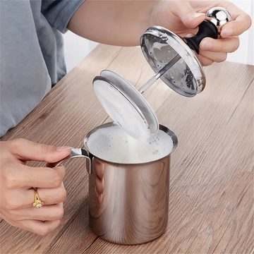 RefinedFlare Handmixer Manueller Milchaufschäumer mit Doppelschichtfilter für Kaffeezubehör