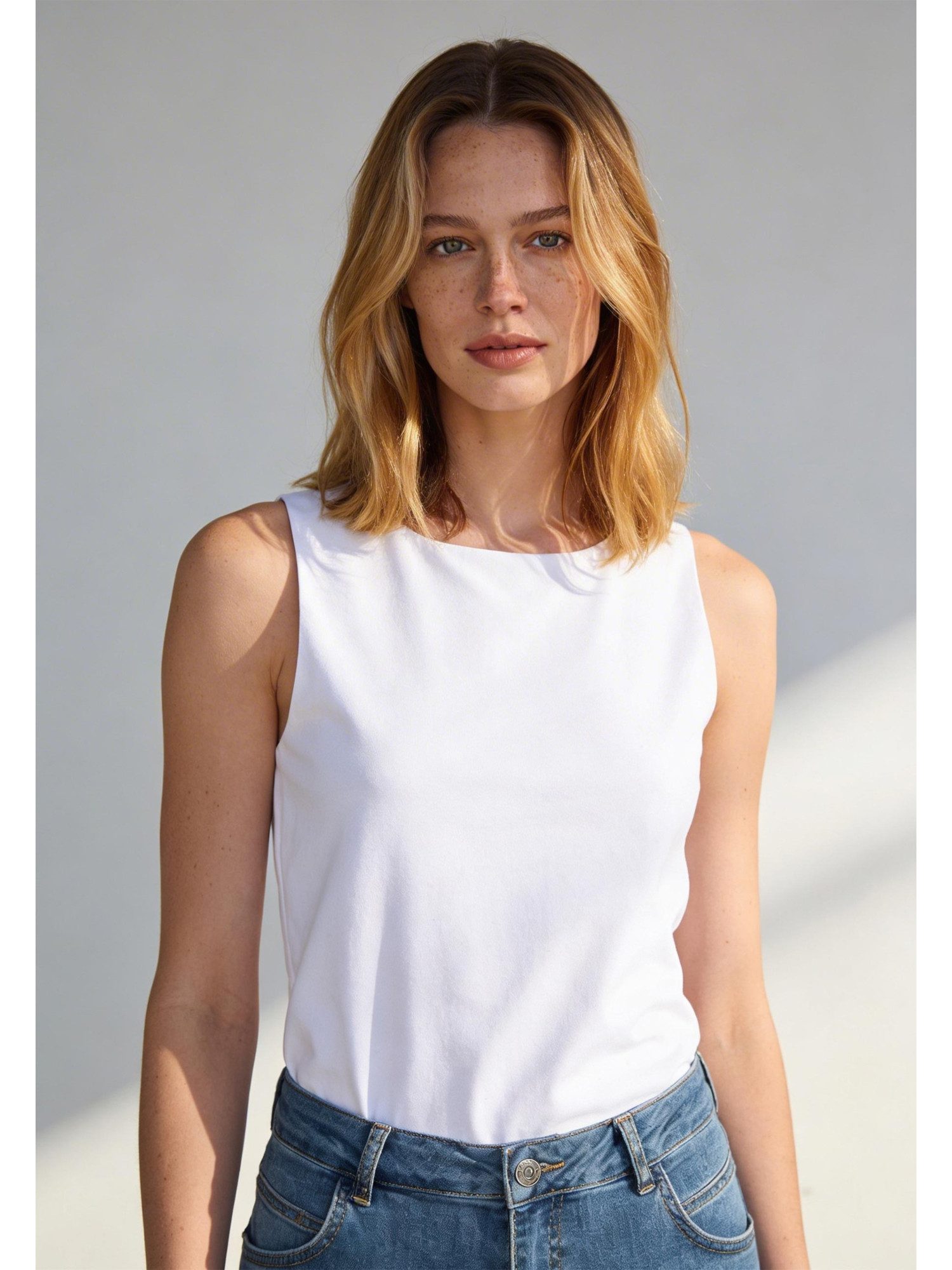 MORE&MORE Shirttop Stretch-Basic-Top, Vorderteil gedoppelt günstig online kaufen