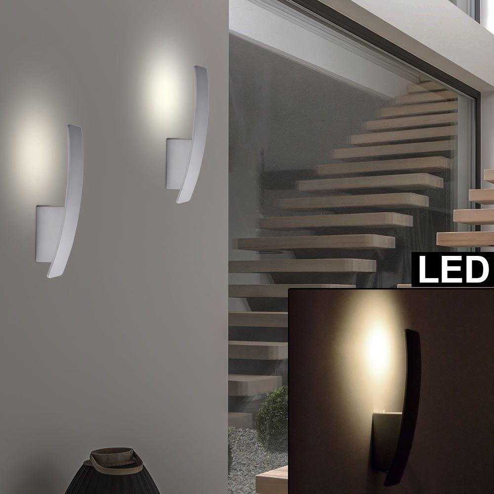 Leuchte Treppen Spot Design LED Lampe LED Zimmer verbaut, Beleuchtung ALU Wand fest LED-Leuchtmittel Wohn Wandleuchte, näve Warmweiß,