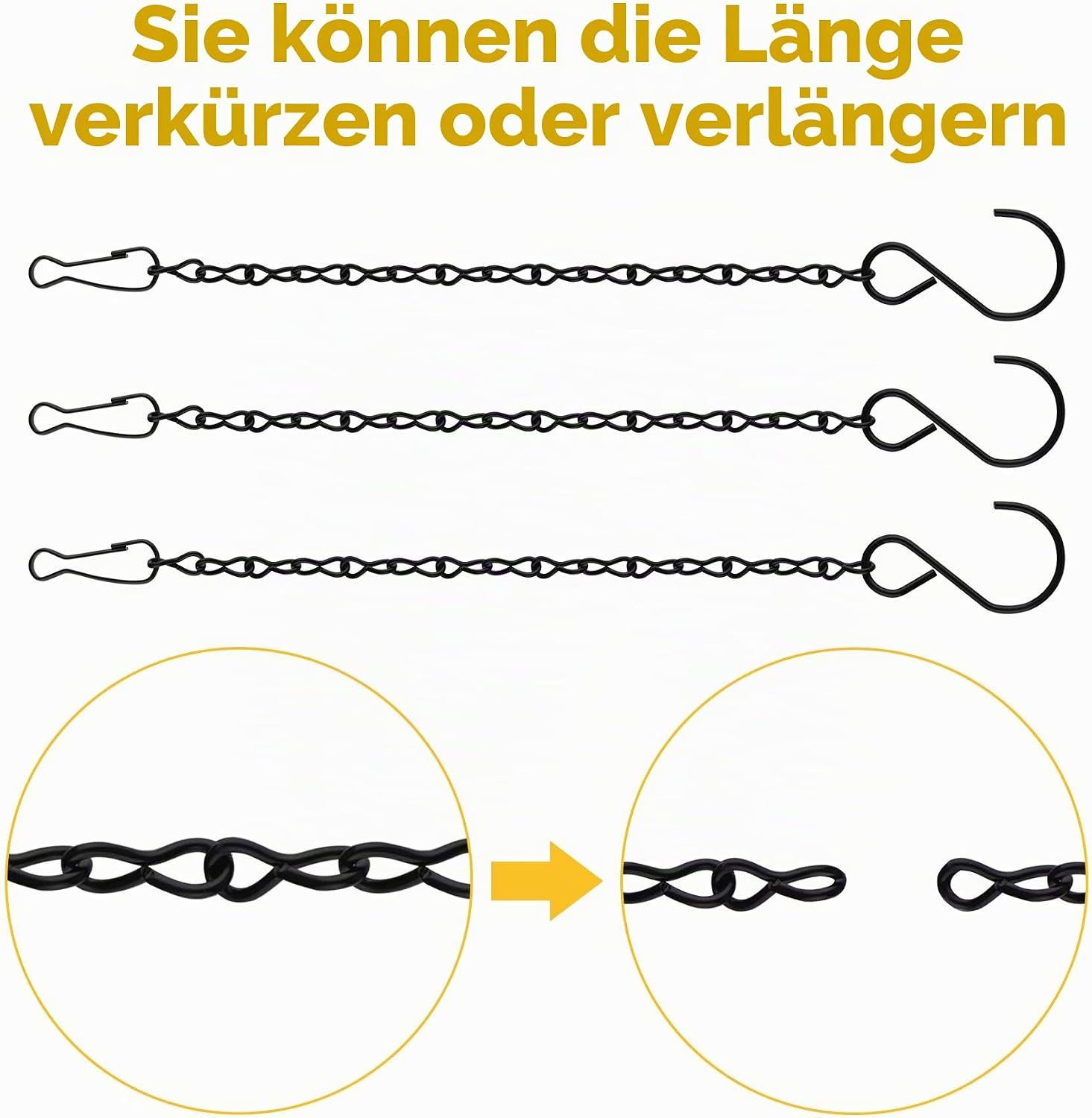 FELIXLEO Stahlkette 24er Set Schwarze Hängeketten 25 cm Metall mit Haken Clips, (1-St) – Bild 3 von 5