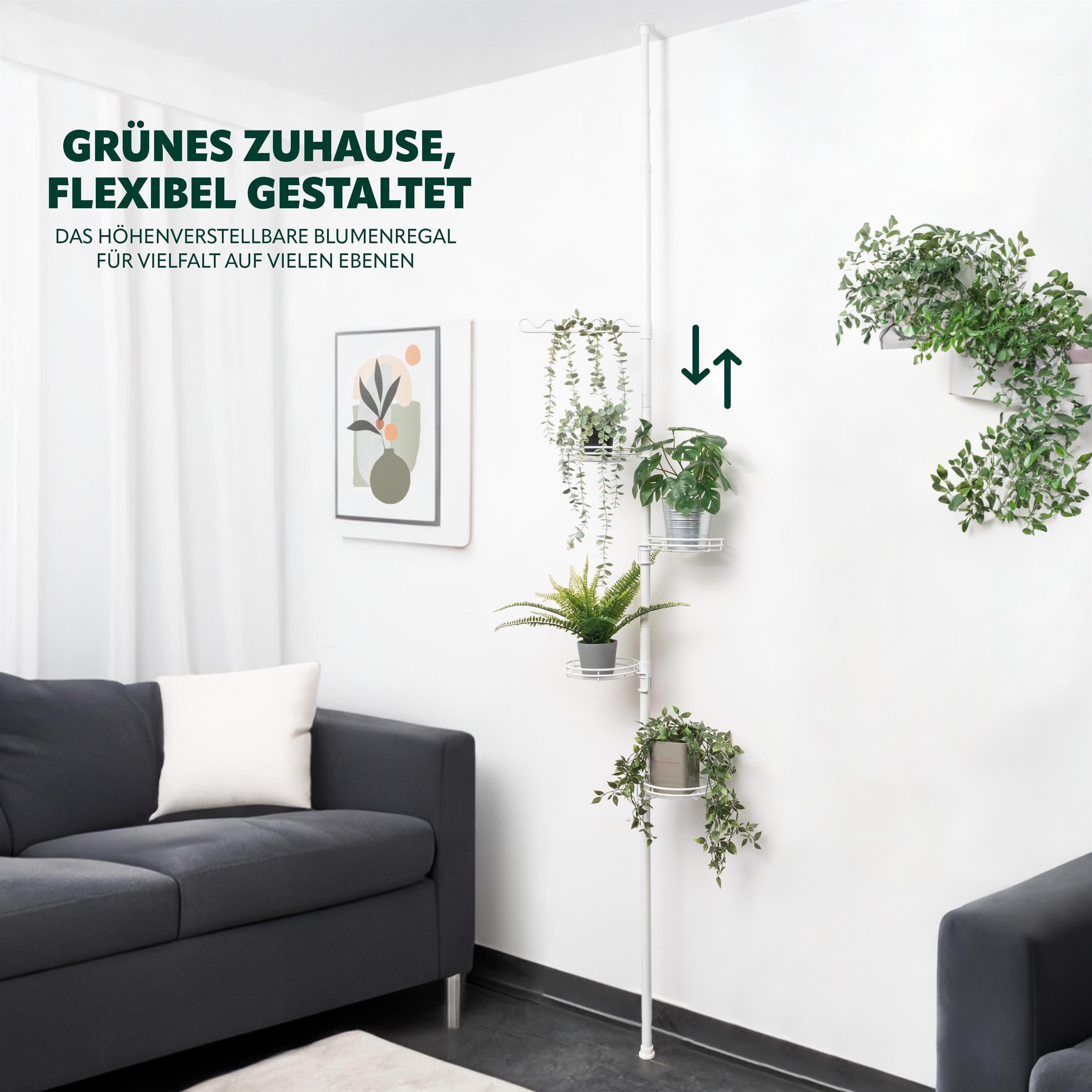 bremermann Blumenständer Teleskop-Blumenregal mit 4 Ablagen, Blumentreppe höhenverstellbar