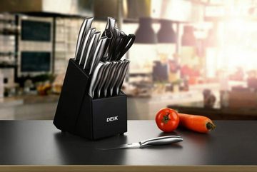 DEIK Messerblock KF-H8002 (15tlg), Küchenmesser rost- & fleckenfrei ergonomisch Edelstahl Messerset