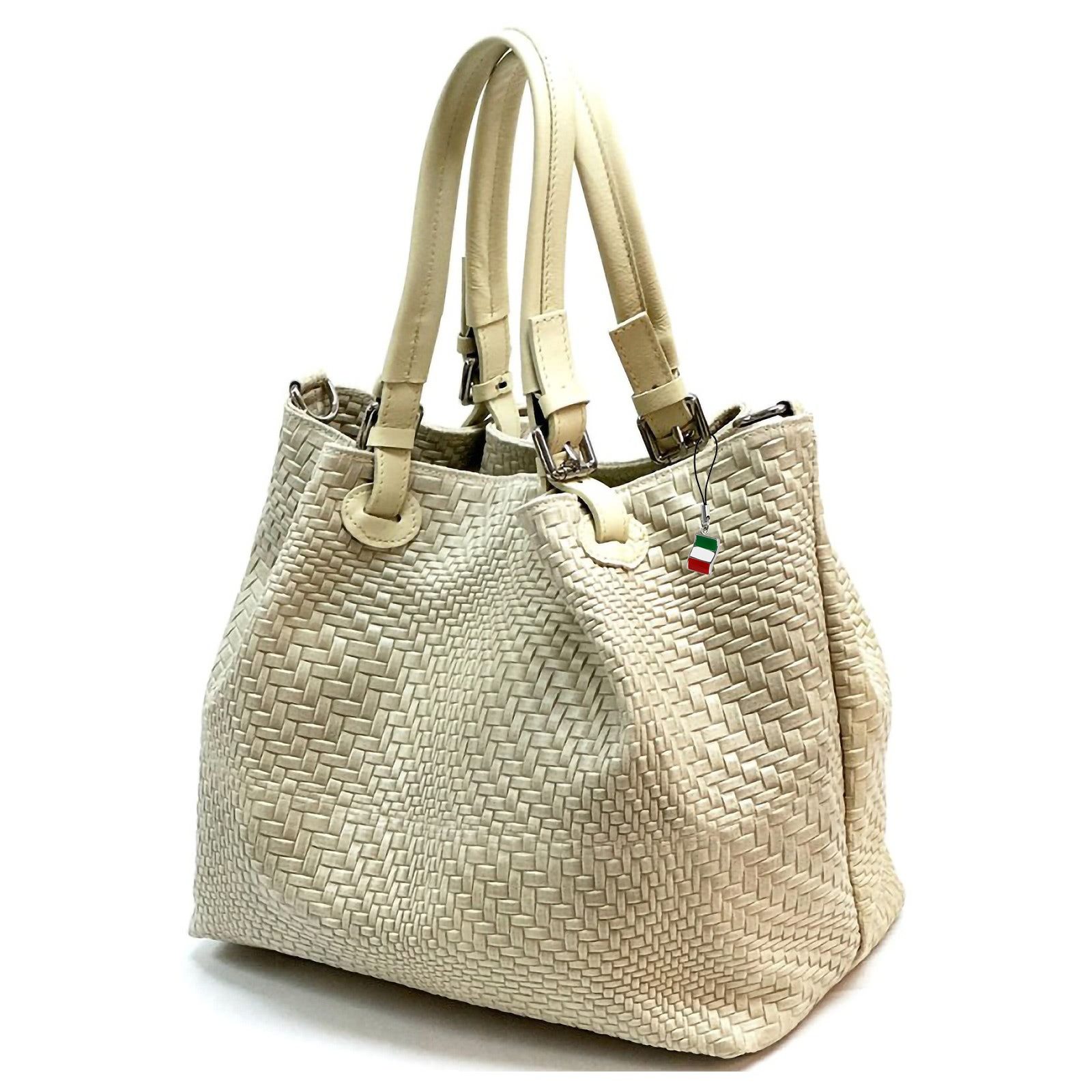 FLORENCE Handtasche Florence Umhängetasche Damen Handtasche (Handtasche), Damen Handtasche, Umhängetasche Leder, beige ca. 31cm x ca. 28cm