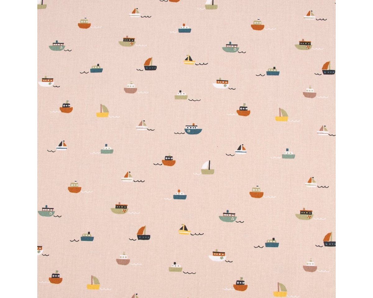 Thumbnail - SCHÖNER LEBEN. Stoff Bio Baumwollstoff Popeline Kinderstoff Boats Schiffchen sand 1,4m, allergikergeeignet