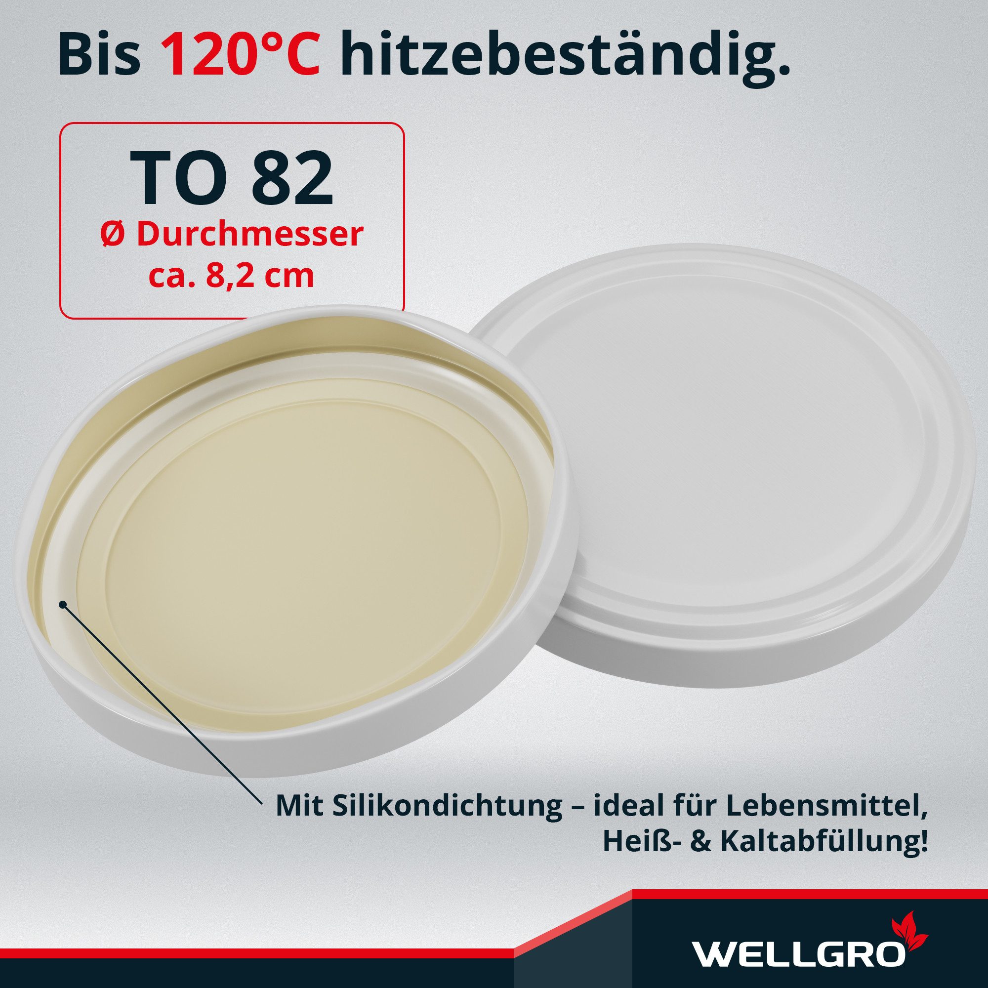 Wellgro Vorratsglas Einmachdeckel TO 82 - Twist-Off-Deckel, (200-tlg) – Bild 3 von 5