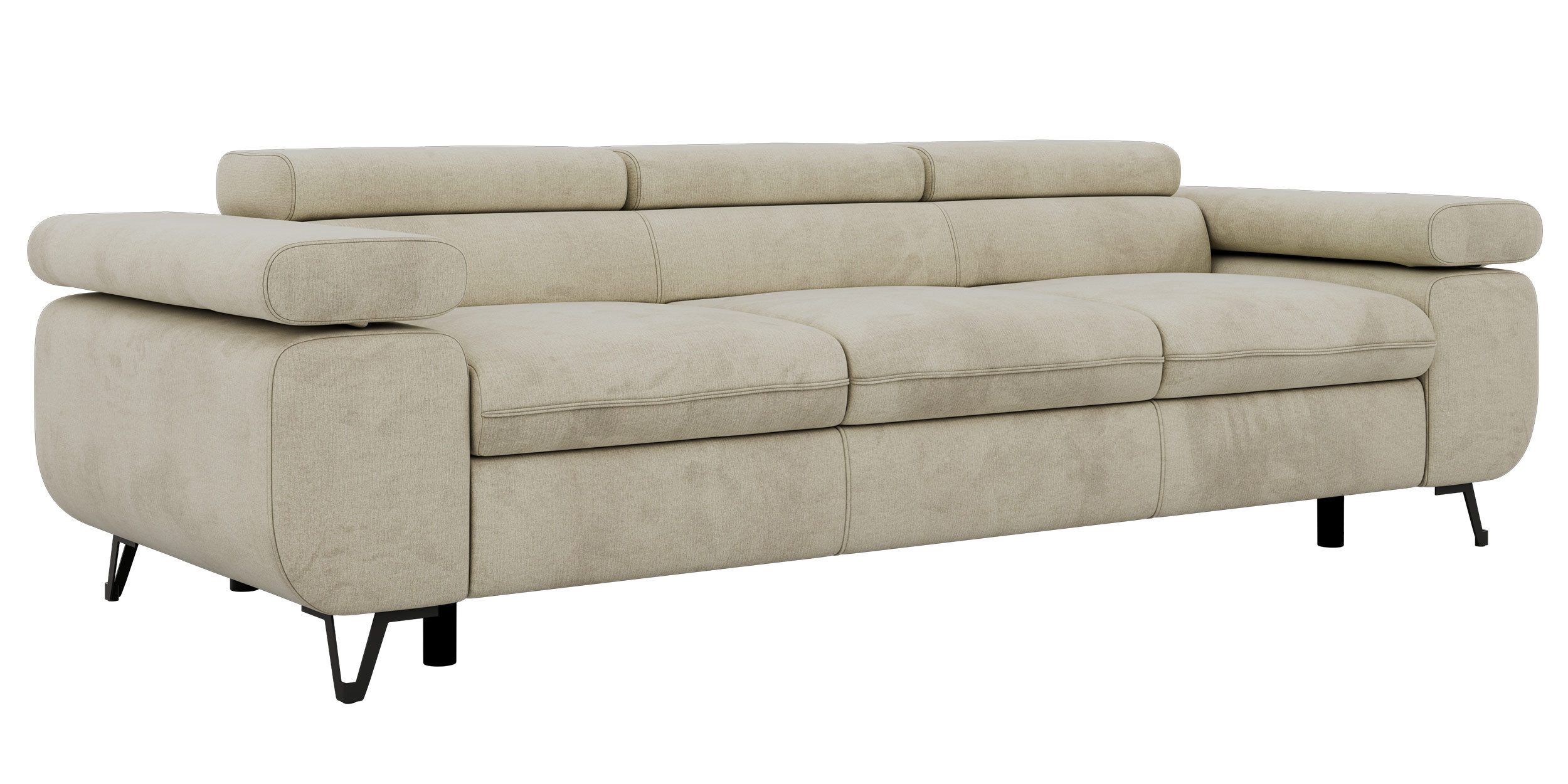 MKS MÖBEL Sofa PETER, Polstersofa mit verstellbaren Armlehnen, 3-Sitzer Sofa, Wellenfedern