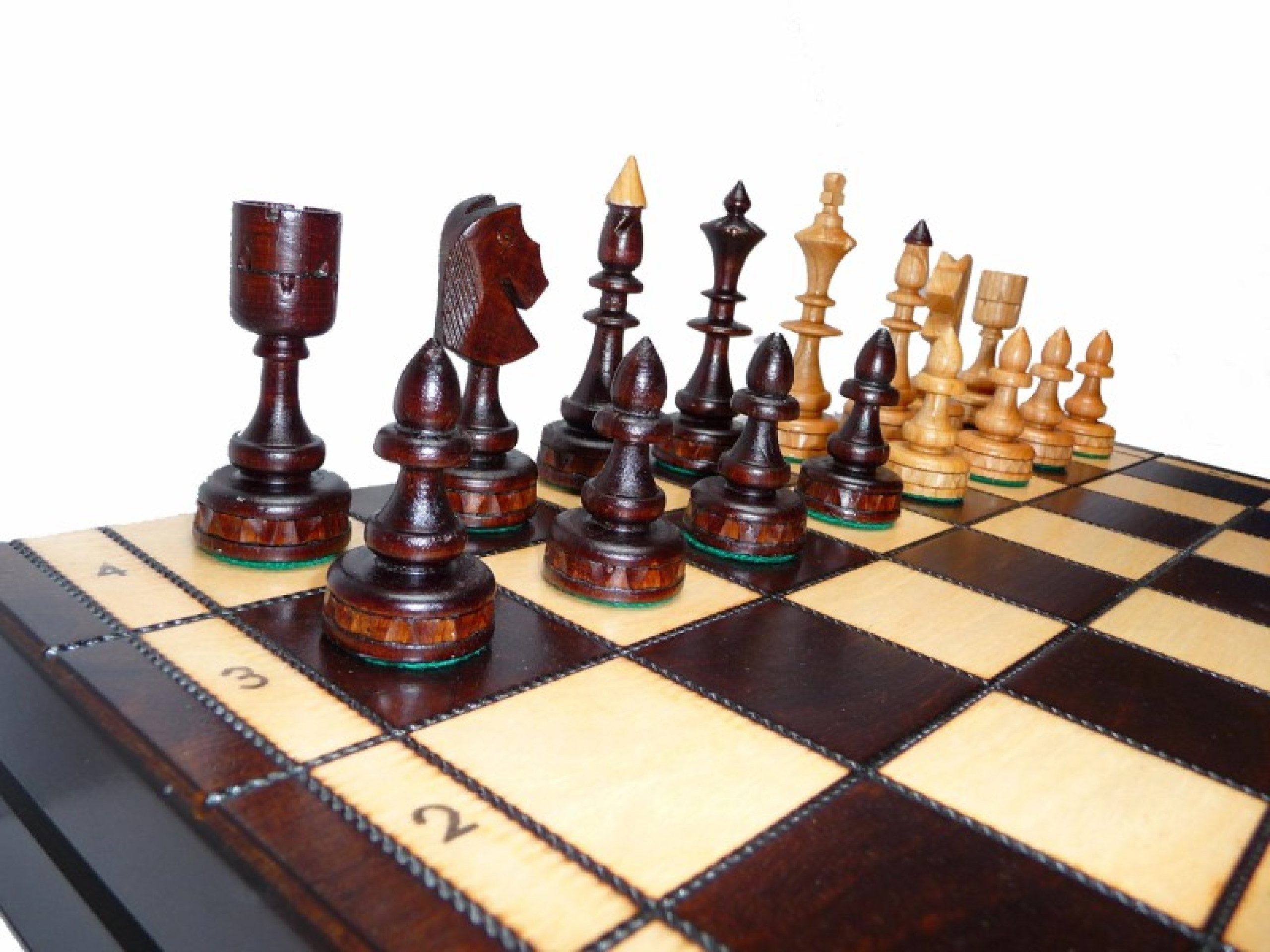 Holzprodukte Spiel Sehr edles Schach Schachspiel 48 x 48 cm Kirschbaum Holz Neu