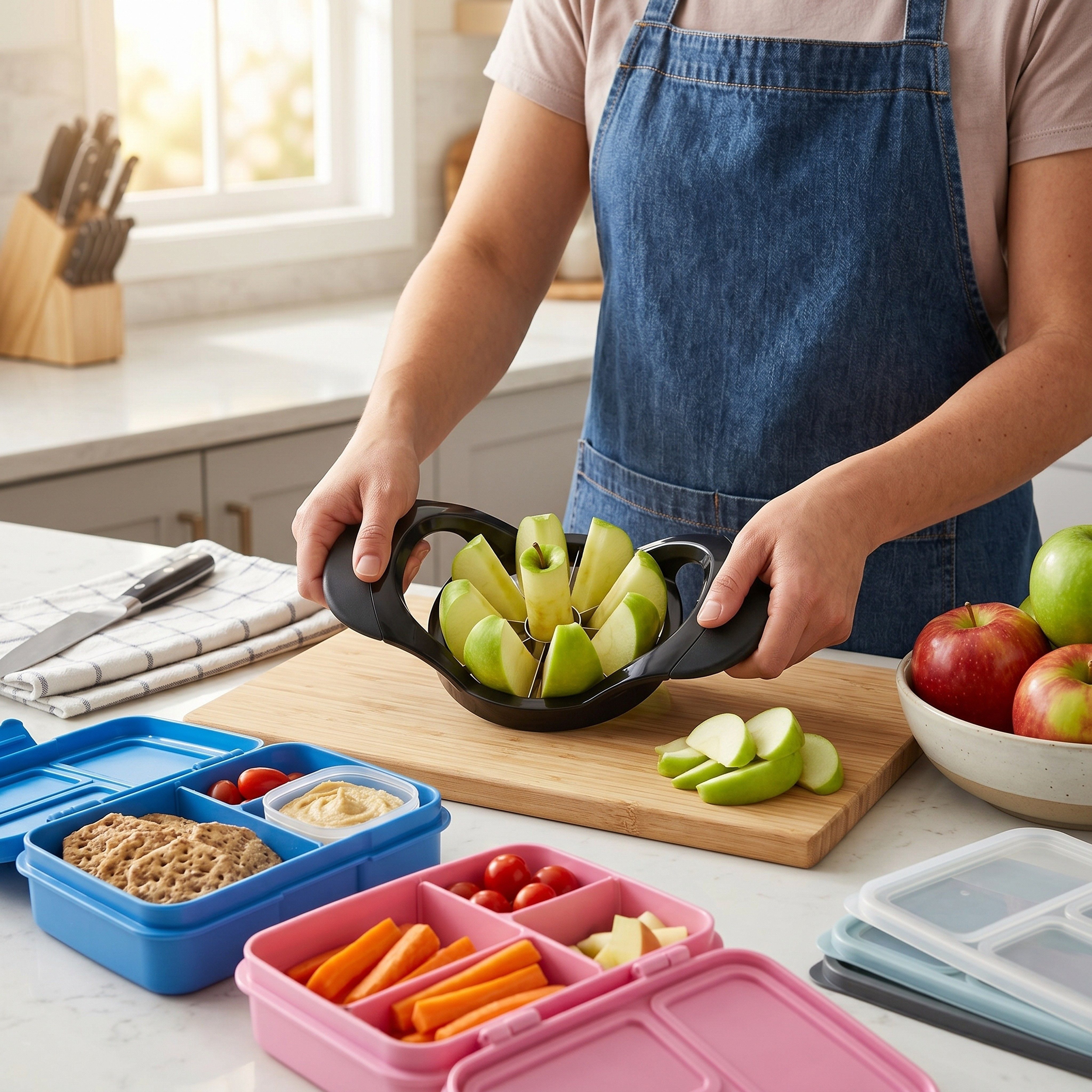 Arendo Obstschneider Apfelteiler, Apfelschneider, Entkerner, Teilt Äpfel und Birnen, 8 gleichmäßige Stücke, rostfreie Edelstahlklingen, Soft-Touch-Griffe