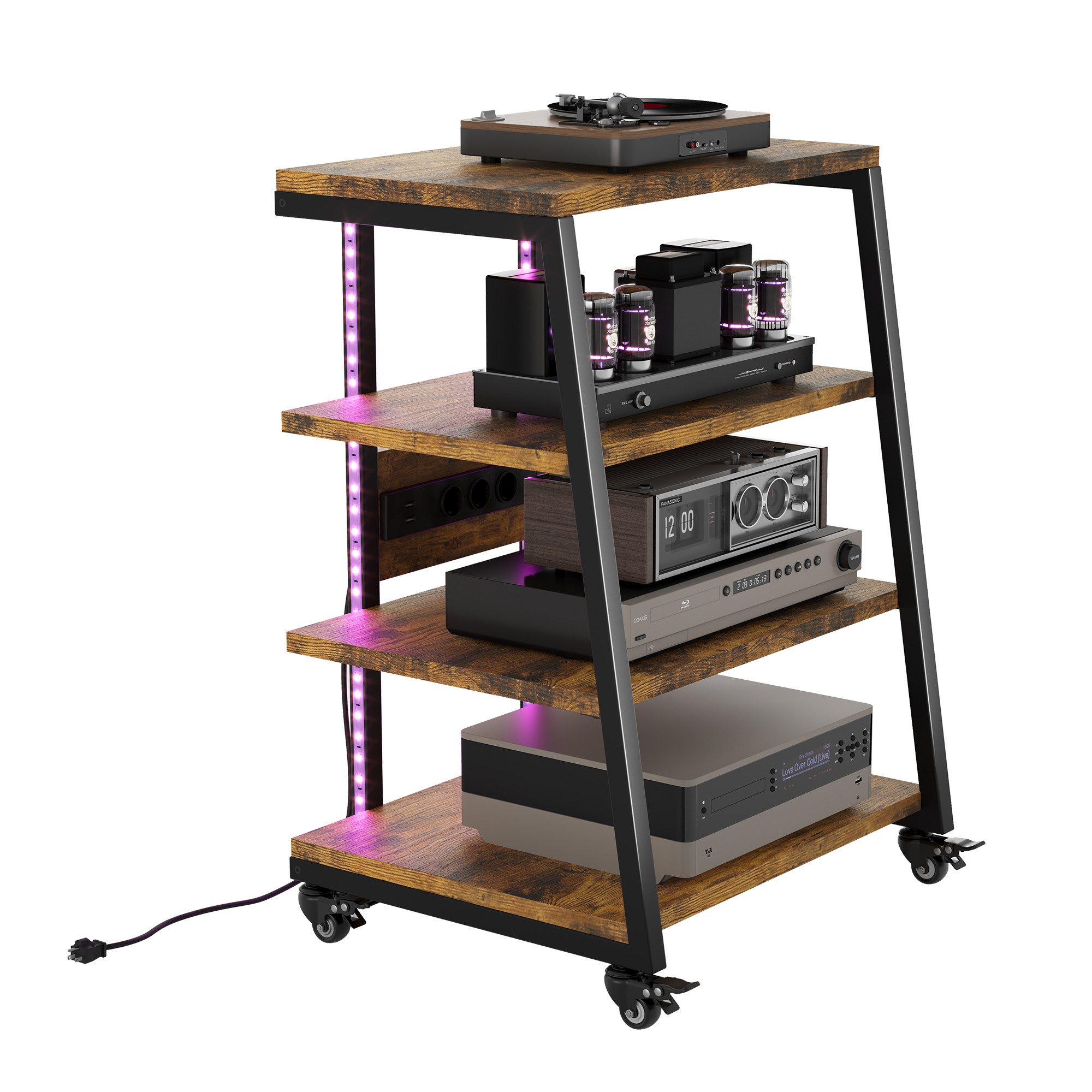 XERSEK Regalelement HiFi Rack Plattenspieler Tisch mit 2 RGB-LICHTER & Schw günstig online kaufen