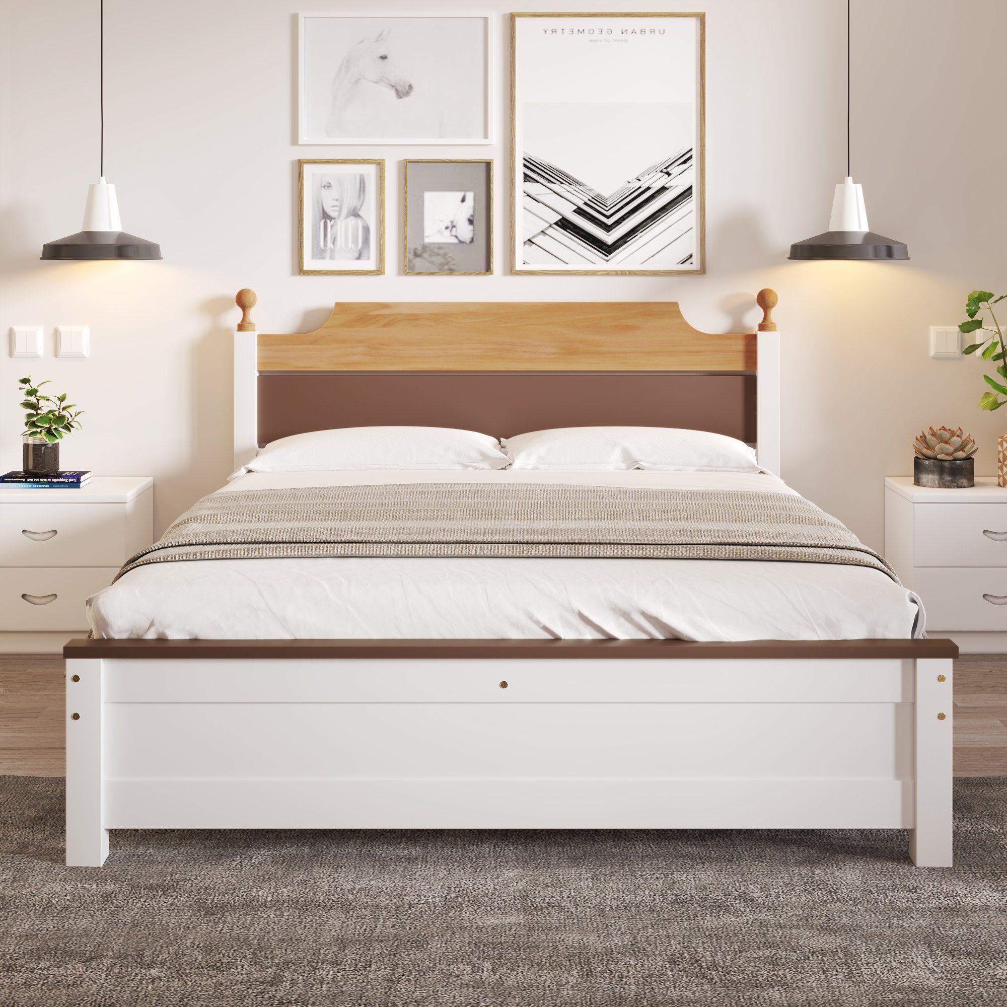 REDOM Holzbett Einzelbett, Erwachsenenbett, Gästebett, mit Kopf- und Fußtei günstig online kaufen