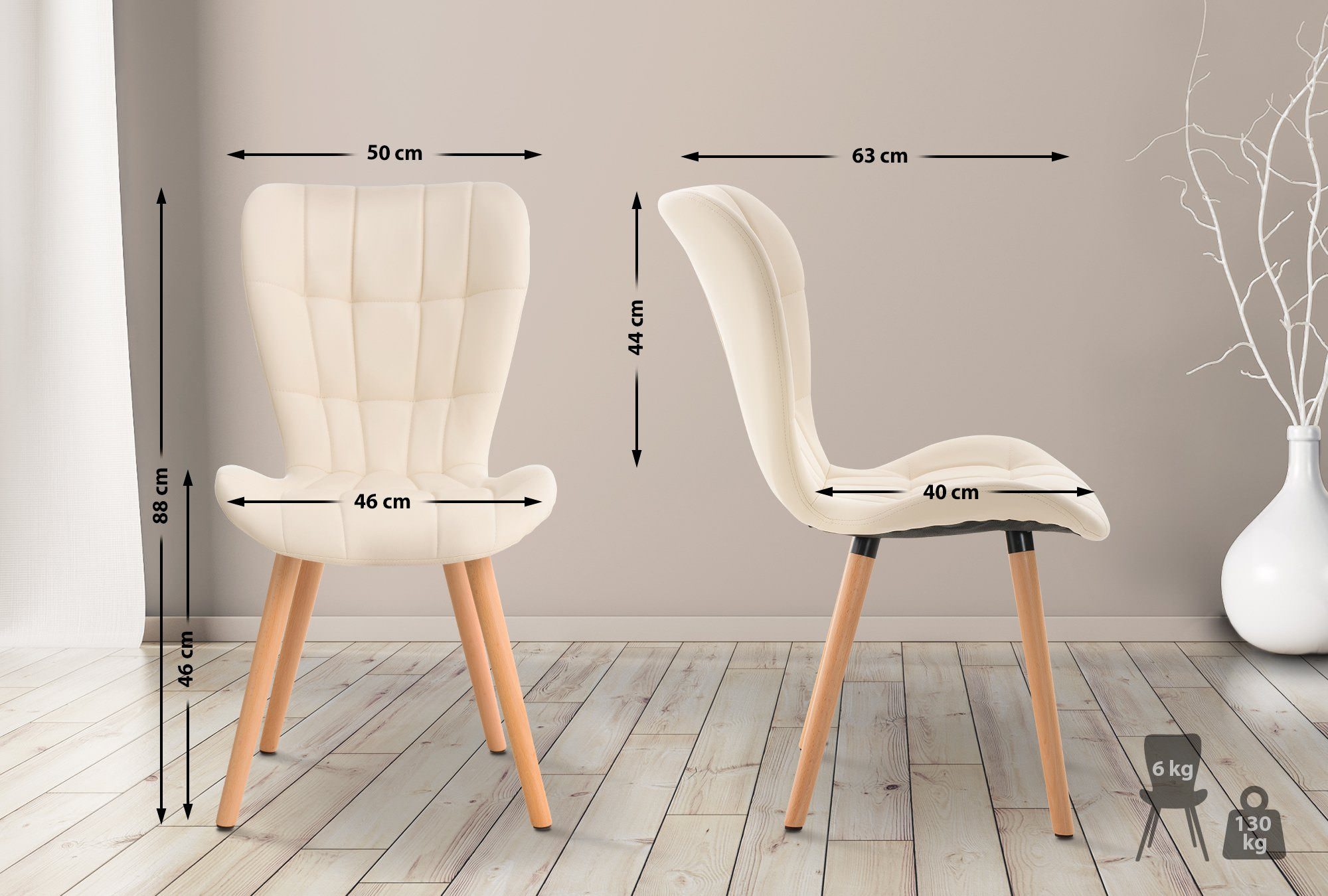 CLP Esszimmerstuhl Elda (2er Set), Samt, günstig online kaufen