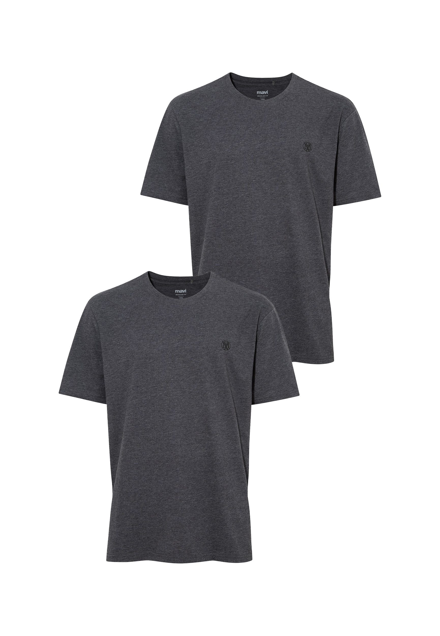 T-Shirt 2er-SET Kurzarm mit Rundhalsausschnitt und Logo