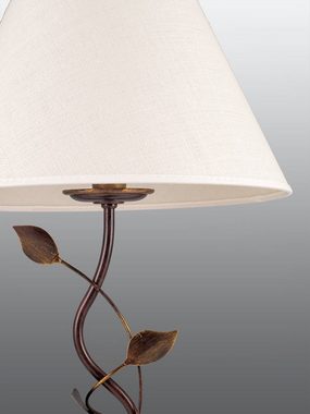 Helios Leuchten LED Tischleuchte Florentiner Tischlampe im Landhausstil Stoffschirm Leinen, für Nachttisch Schreibtisch Sideboard, LED wechselbar, handgefertigter Artikel