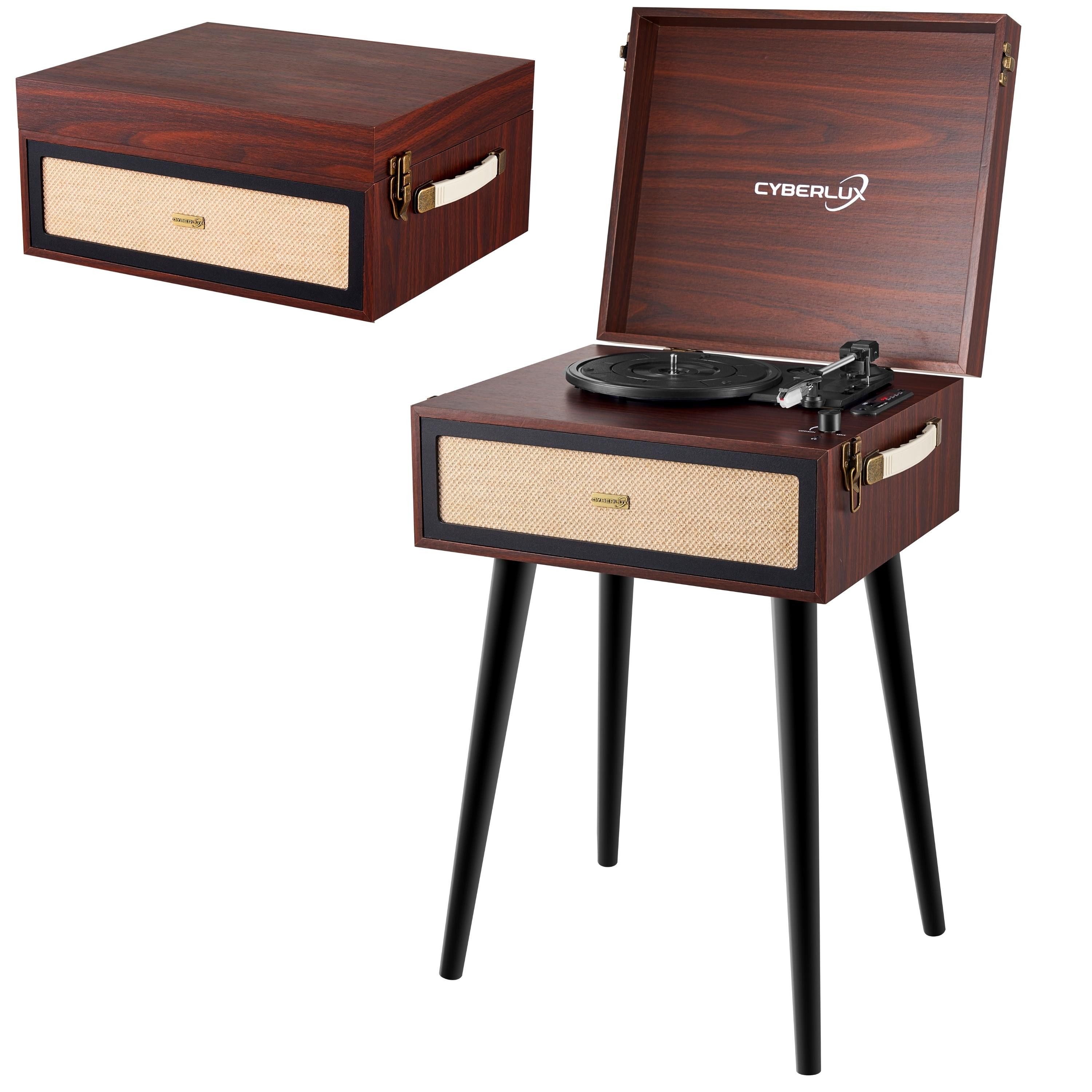 Cyberlux CL-3081 Radioplattenspieler (Riemenantrieb, Bluetooth, Retro Style,FM-Radio,Aux-In, USB/SD Karten Eingang,Bluetooth,DC-Motor)