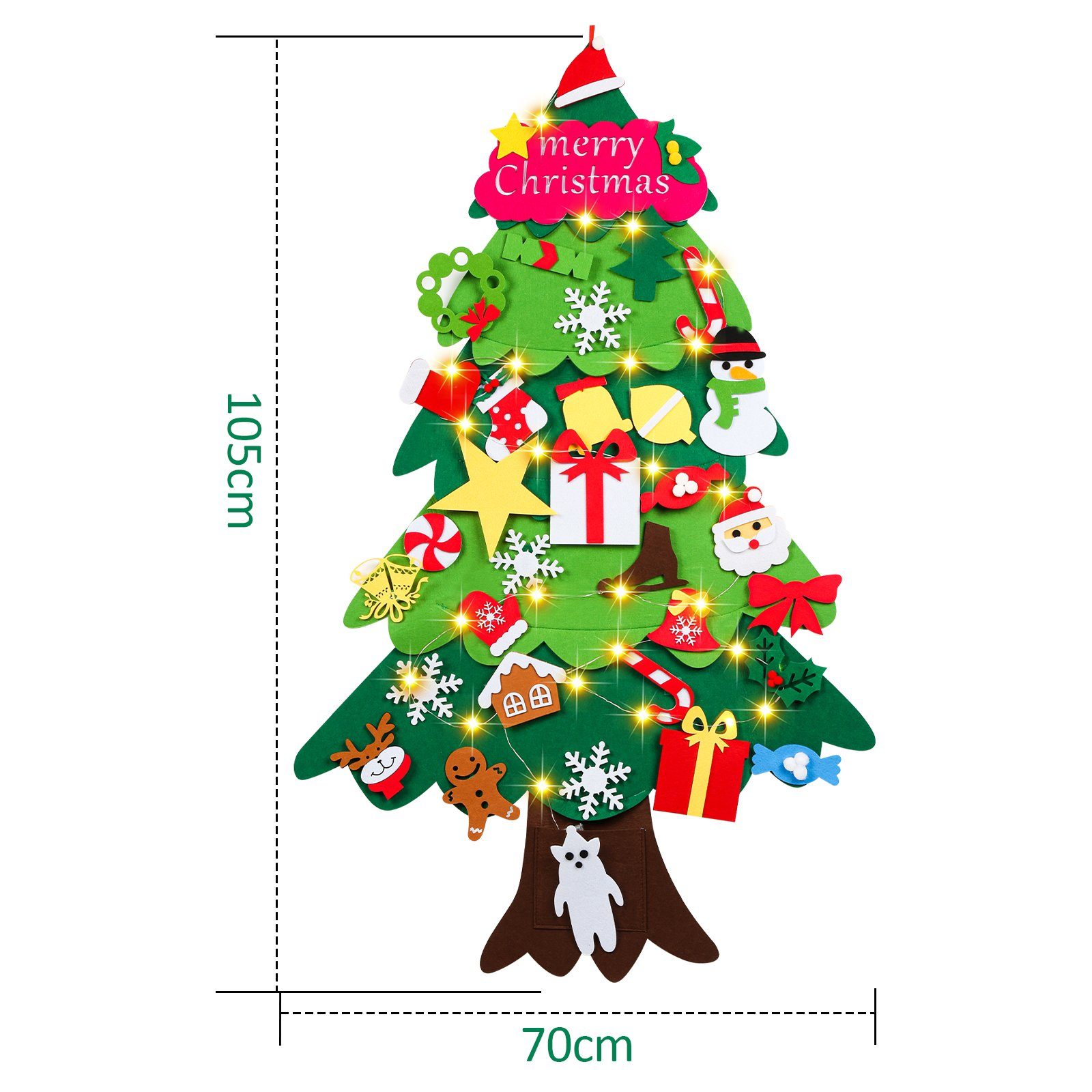 Lospitch Künstlicher Weihnachtsbaum Weihnachtsbaum Lichterkette 5m Weihnachtsbaum DIY Filz Künstlicher mit