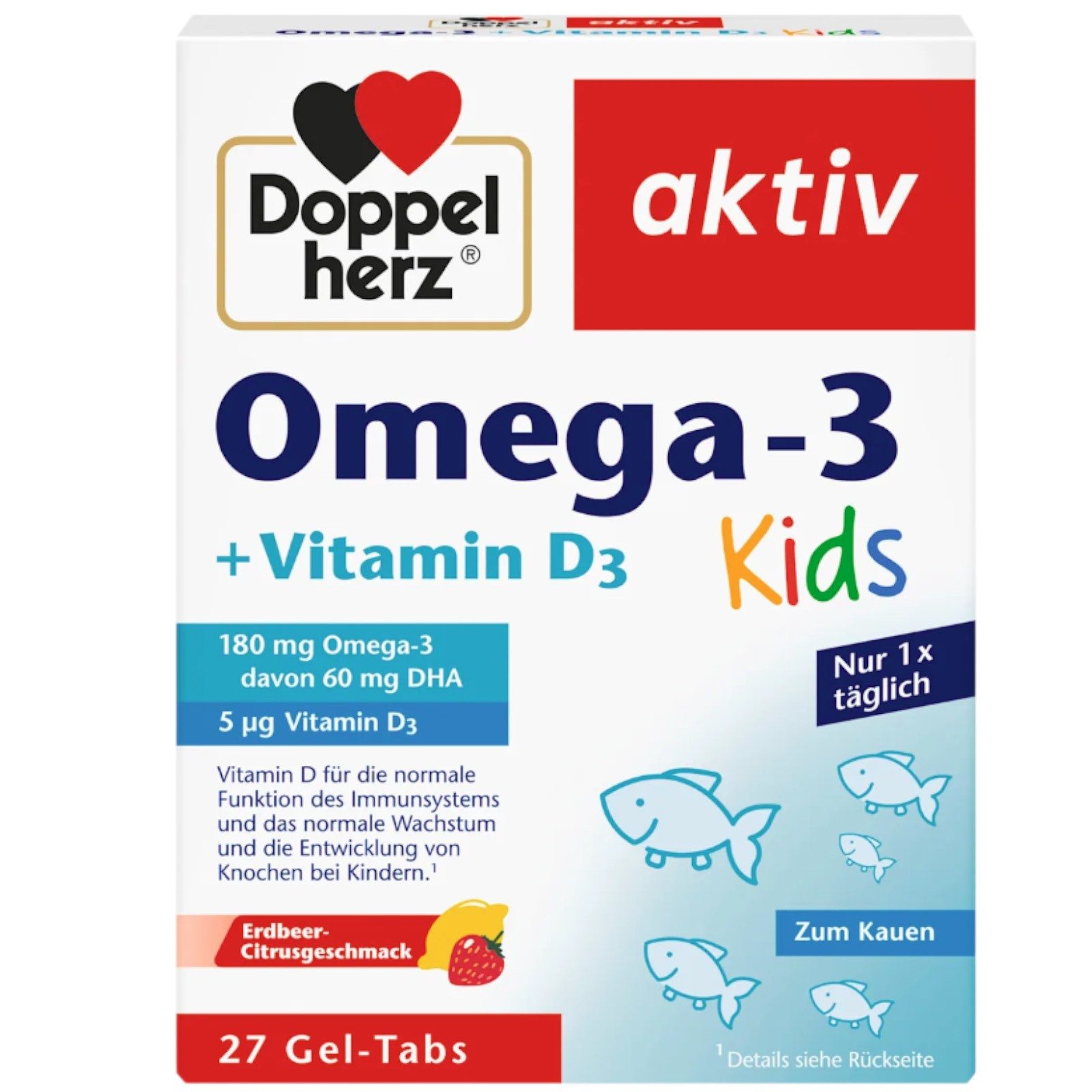 Doppelherz Omega-3 + Vitamin D3 Kids Kautabletten 27 St, 35,1 g Kapseln, 35.1 g