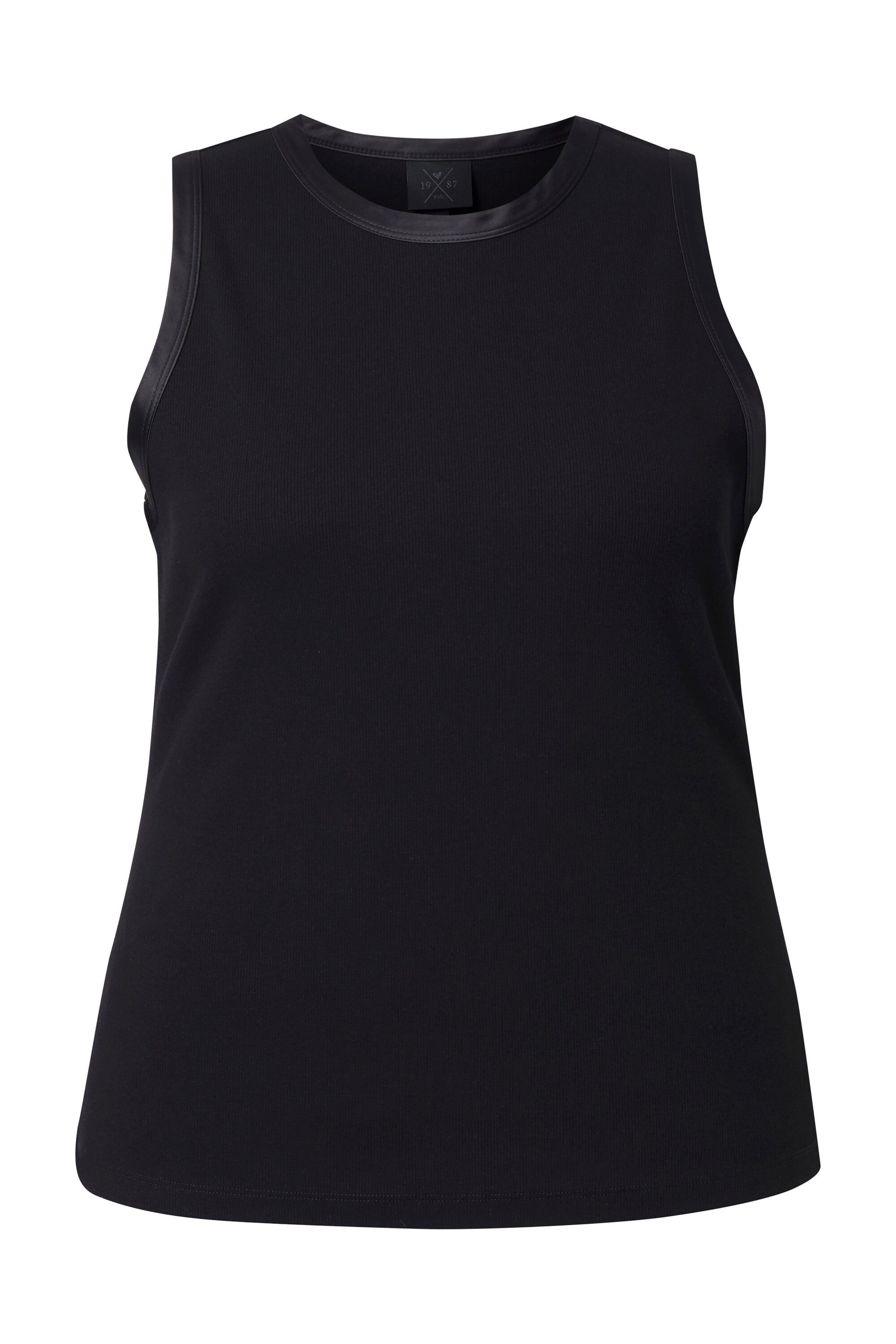 Ulla Popken Longtop Ripptop Satinkante Slim Rundhals ärmellos günstig online kaufen