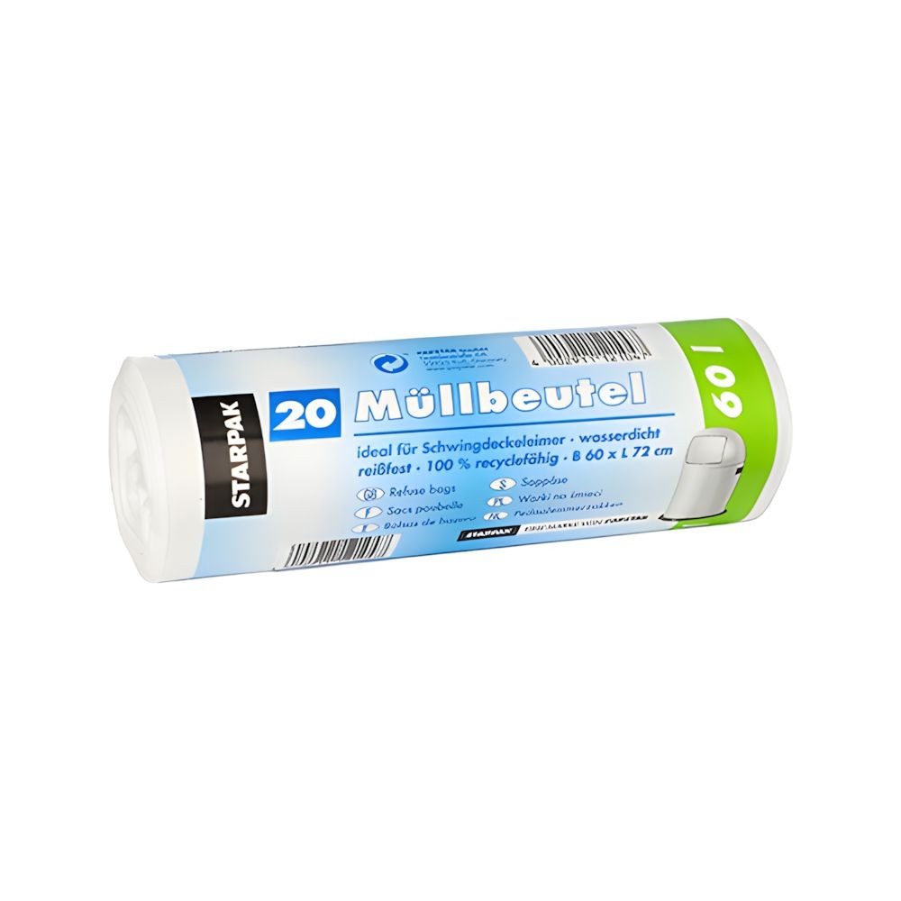 PAPSTAR Müllbeutel Müllbeutel, LDPE 60 l 72 cm x 60 cm weiss 17 my 20 Stk