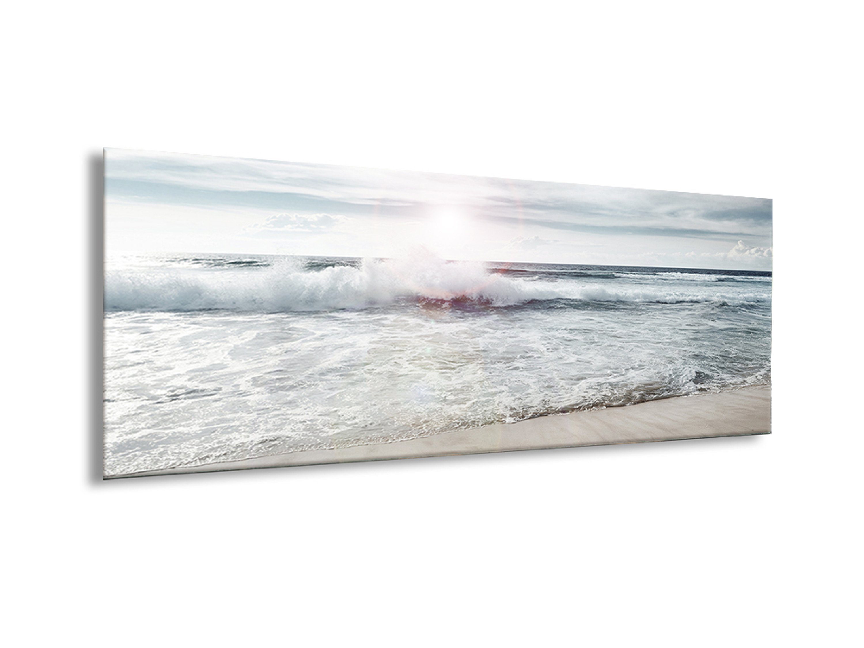 Bild Wandbild Meer aus Meer-Landschaft: Glasbild 80x30cm artissimo Wellen Wohnzimmer Glasbild Glas Strand,