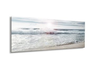 artissimo Glasbild Glasbild 80x30cm Bild aus Glas Wandbild Wohnzimmer Meer Strand, Meer-Landschaft: Wellen