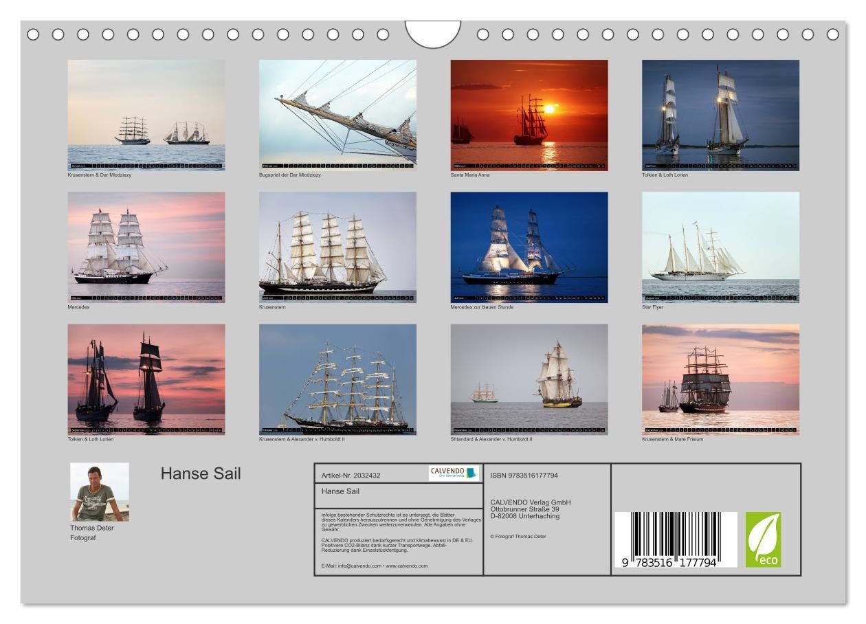 Thumbnail - CALVENDO Wandkalender Hanse Sail (Wandkalender 2026 DIN A4 quer), CALVENDO Monatskalender