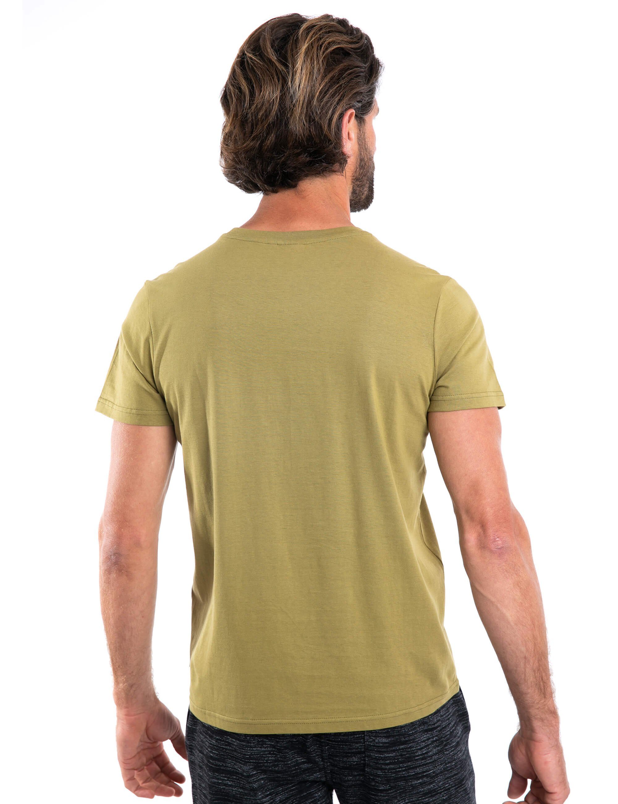 ROADSIGN % Logo-Aufdruck 100 Logoprint und australia T-Shirt (1-tlg) mit oliv Baumwolle Rundhalsausschnitt,