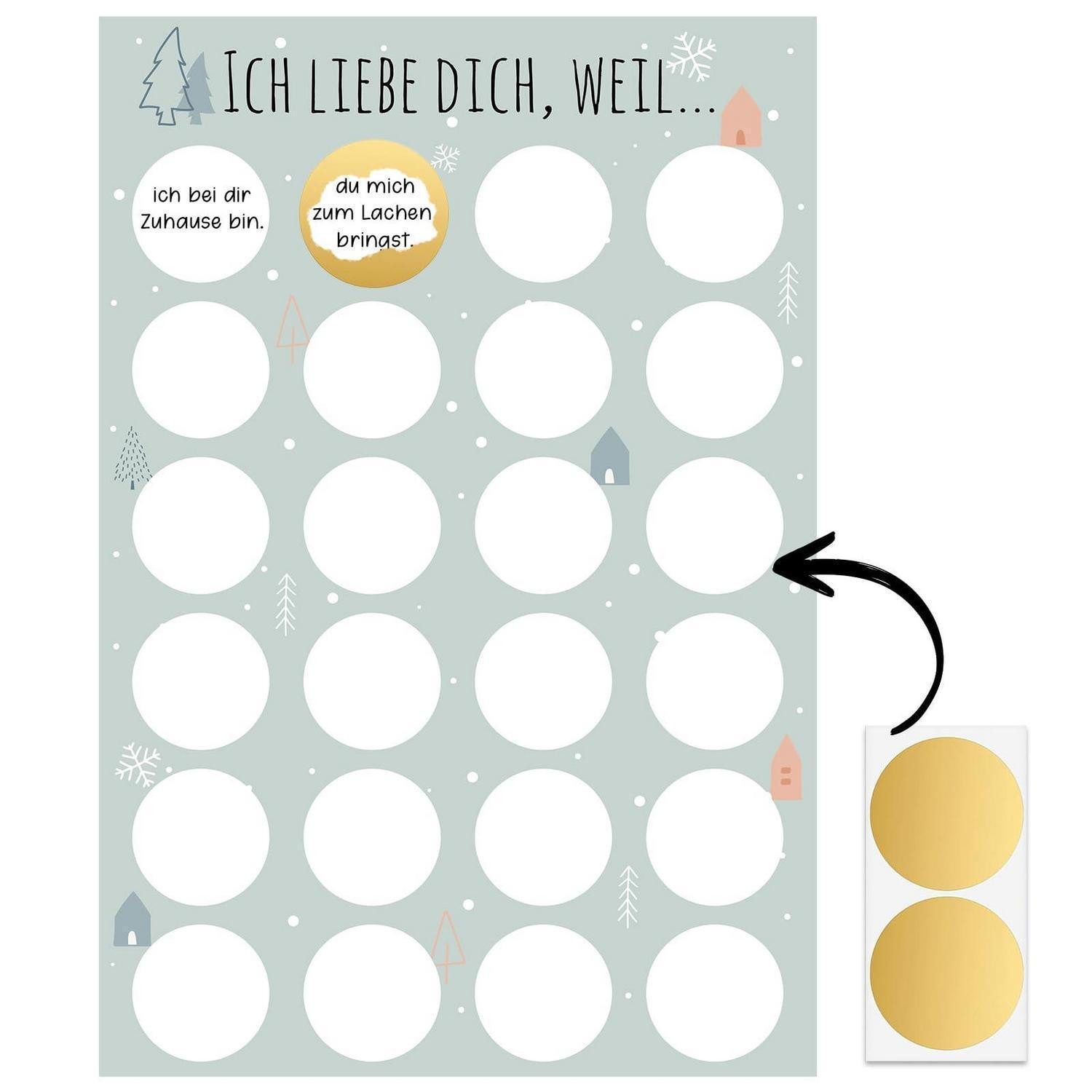 LuxusKollektion DIY-Adventskalender Adventskalender Paare DIY Rubbellos 24 Lose