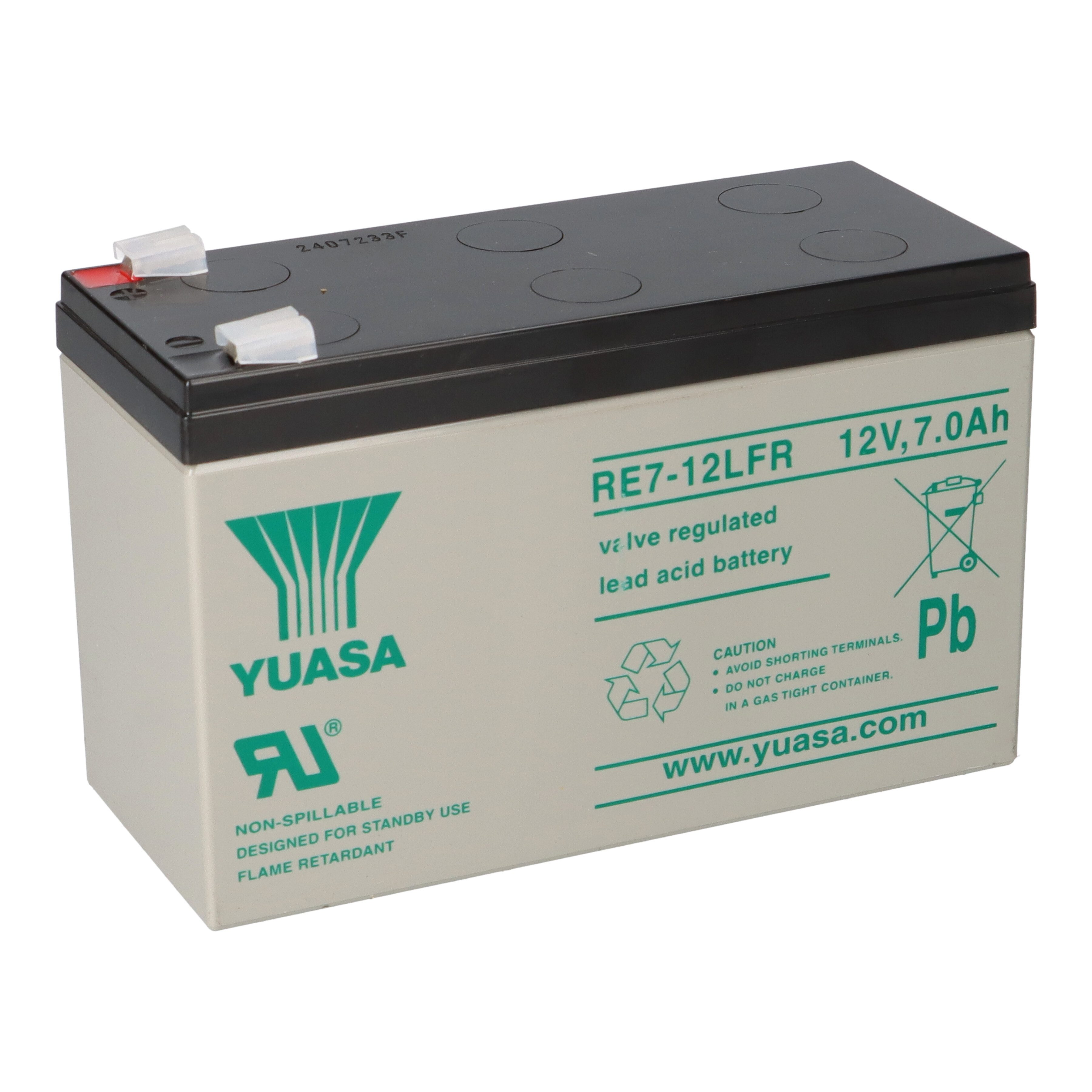 Yuasa Yuasa Blei-Akku RE7-12FR Pb 12V / 7Ah 6-9 Jahresbatterie, Faston 4,8 Bleiakkus