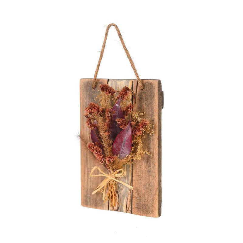 Depot Holzbild »Wandschild Trockenblume«, (Packung), aus Jute, Mischholz, Trockenblume, L 15 Zentimeter, B 10 Zentimeter
