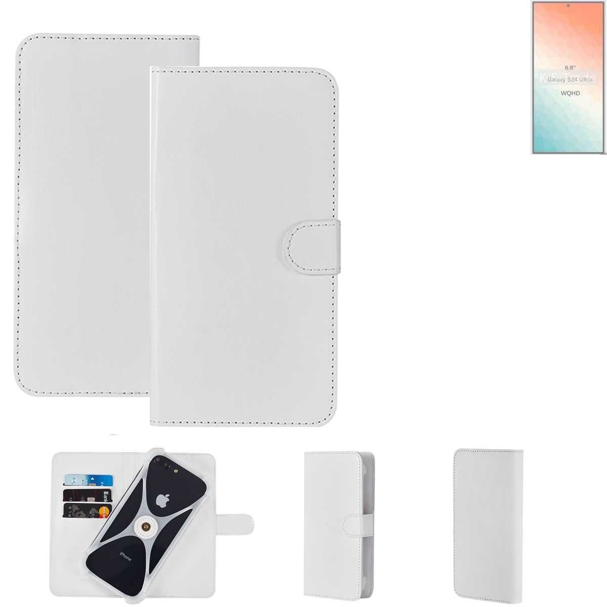 K-S-Trade Handyhülle für Samsung Galaxy S24 Ultra, Handy Hülle Schutz Hülle  Cover Case Bookstyle Bumper weiß 1x