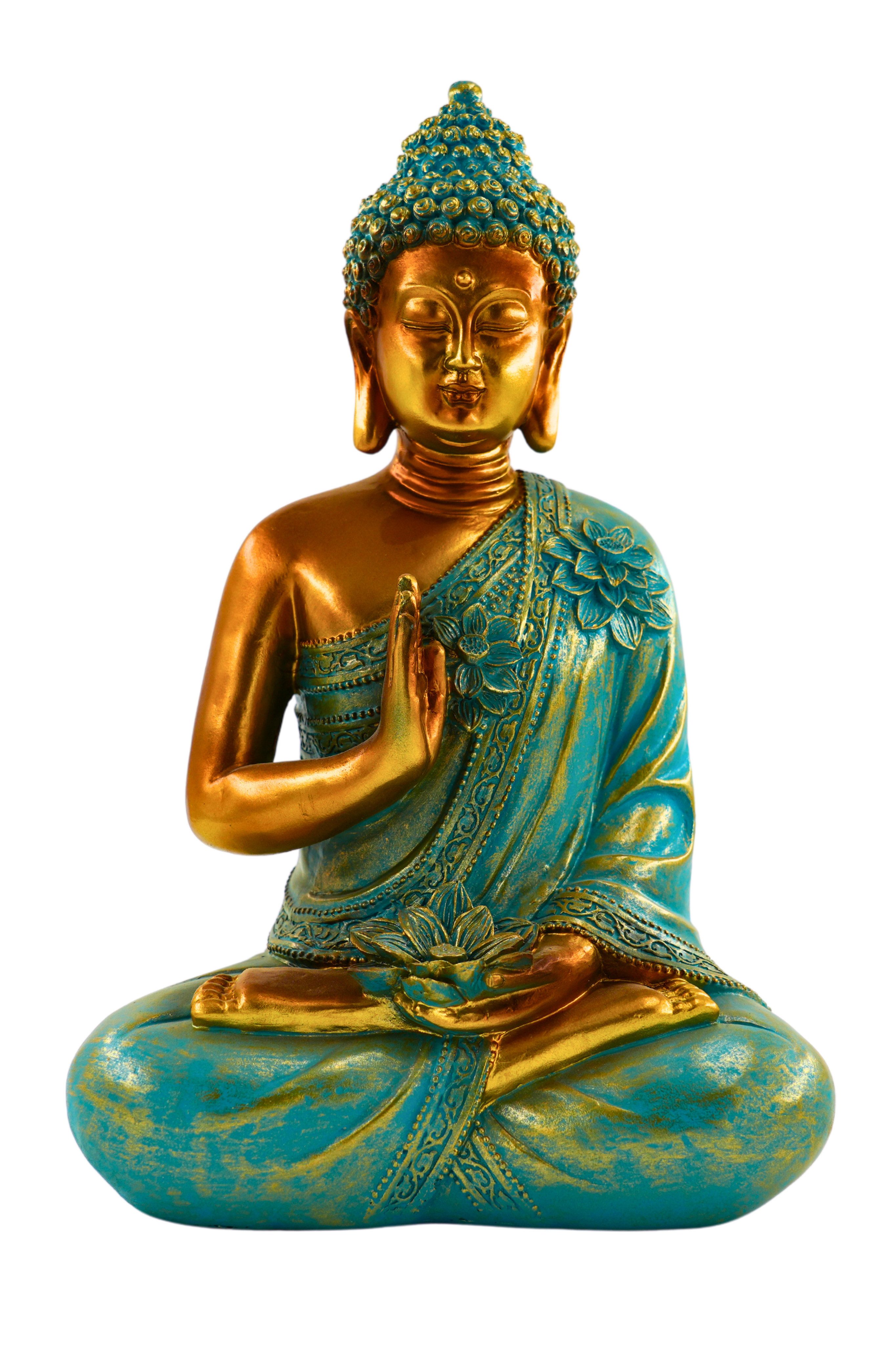 MF Buddhafigur Avalokiteshvara in Mintgrün, Elegante Buddha Skulptur, 31,5 cm