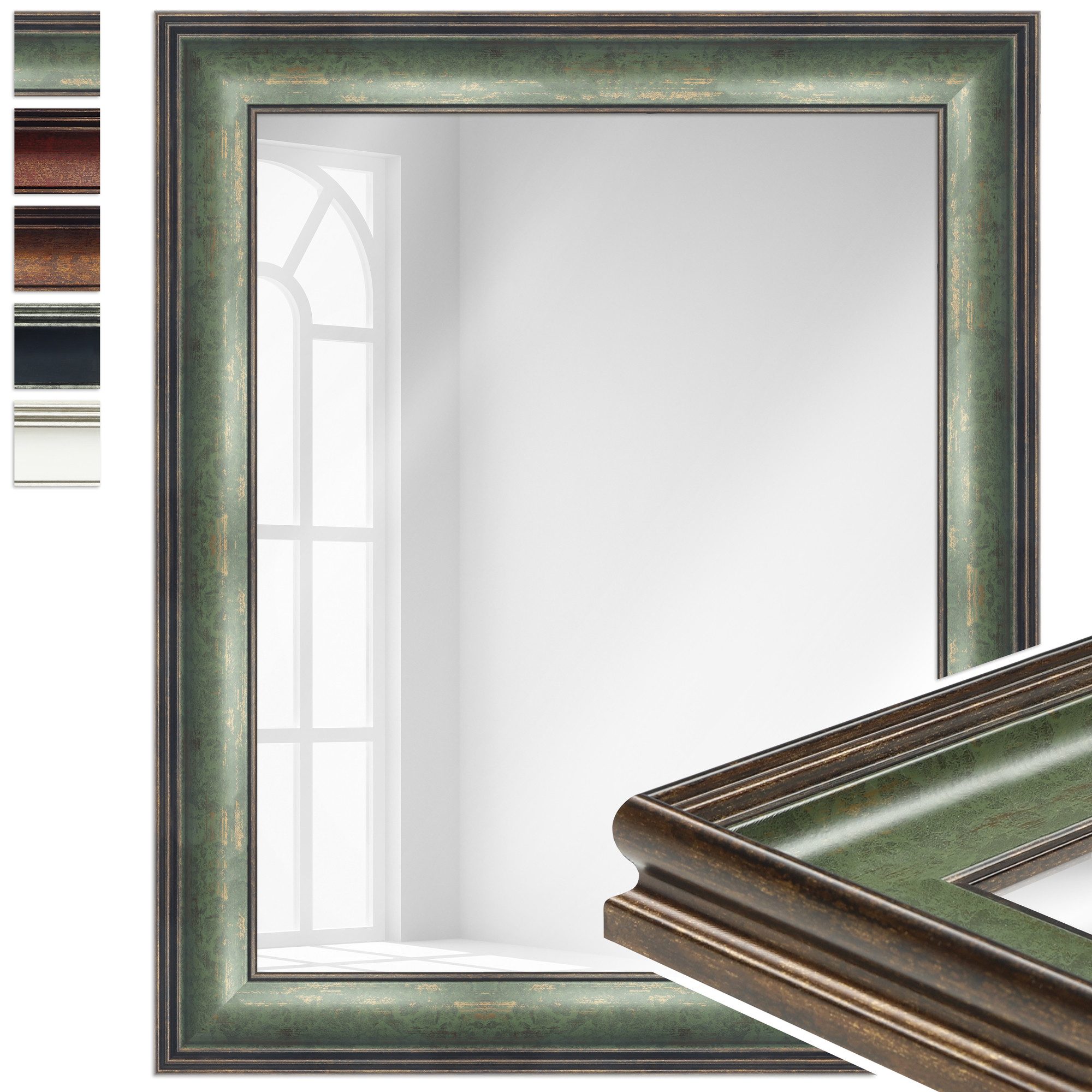 WANDStyle Wandspiegel H235, Grün, aus Kunststoff im Stil Klassisch