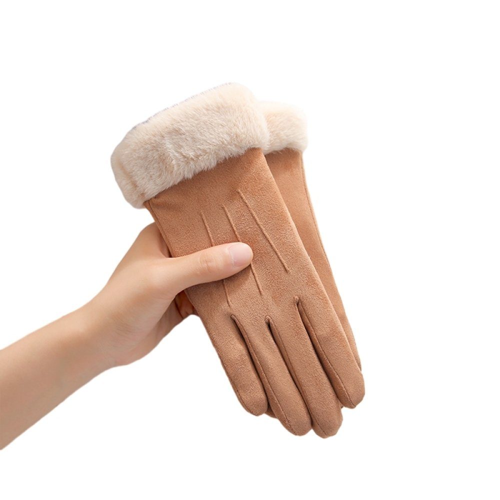 Opspring Fleecehandschuhe Handschuhe Damen Winter Warm Handschuhe Touchscreen Handschuh Beige