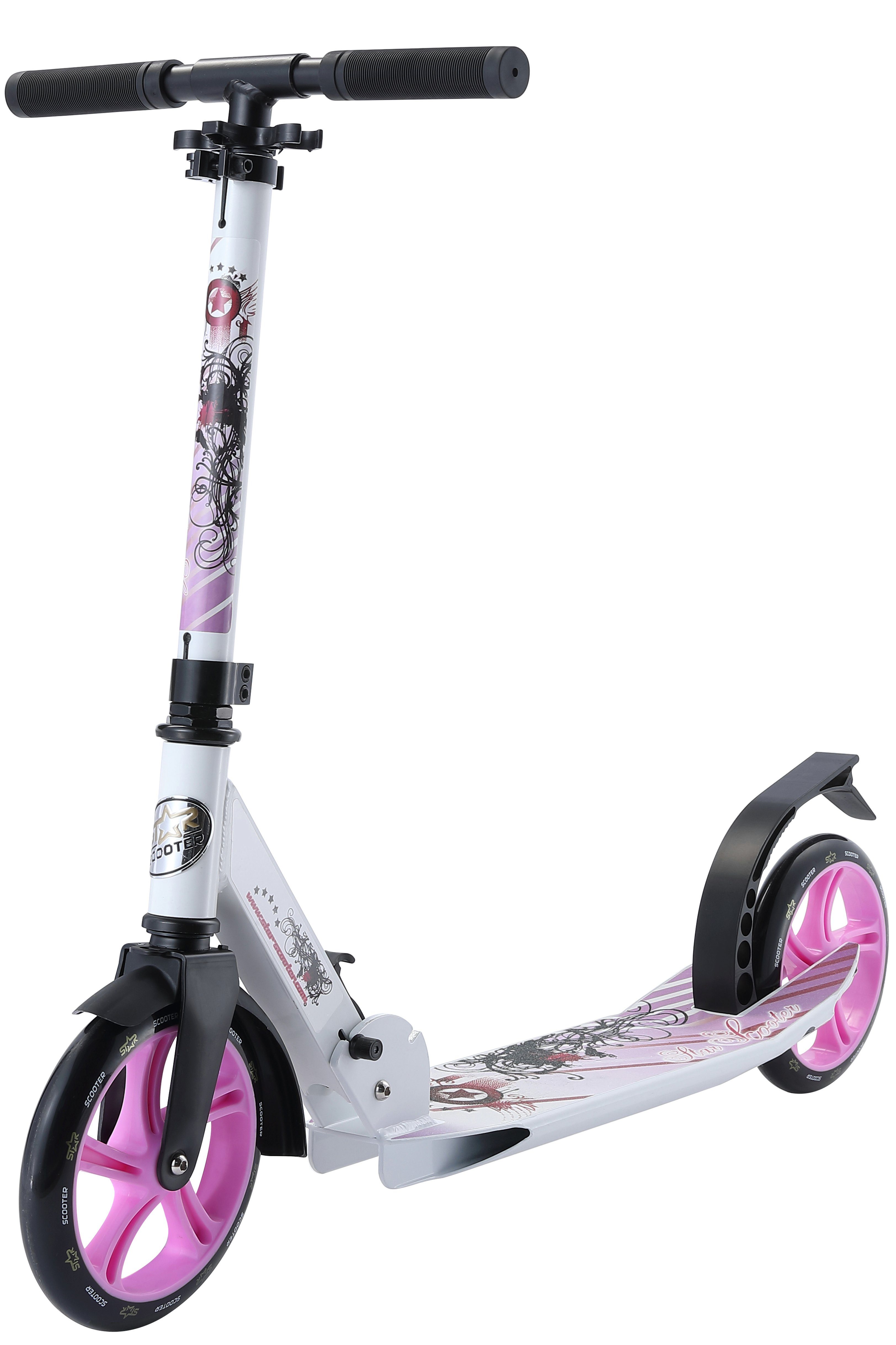 Star-Scooter Cityroller 205 mm, ab 8 Jahre, Kinder City Roller ab 144 cm, Jungen, Mädchen, Klappbar, Höhenverstellbar, Seitenständer, Aluminium
